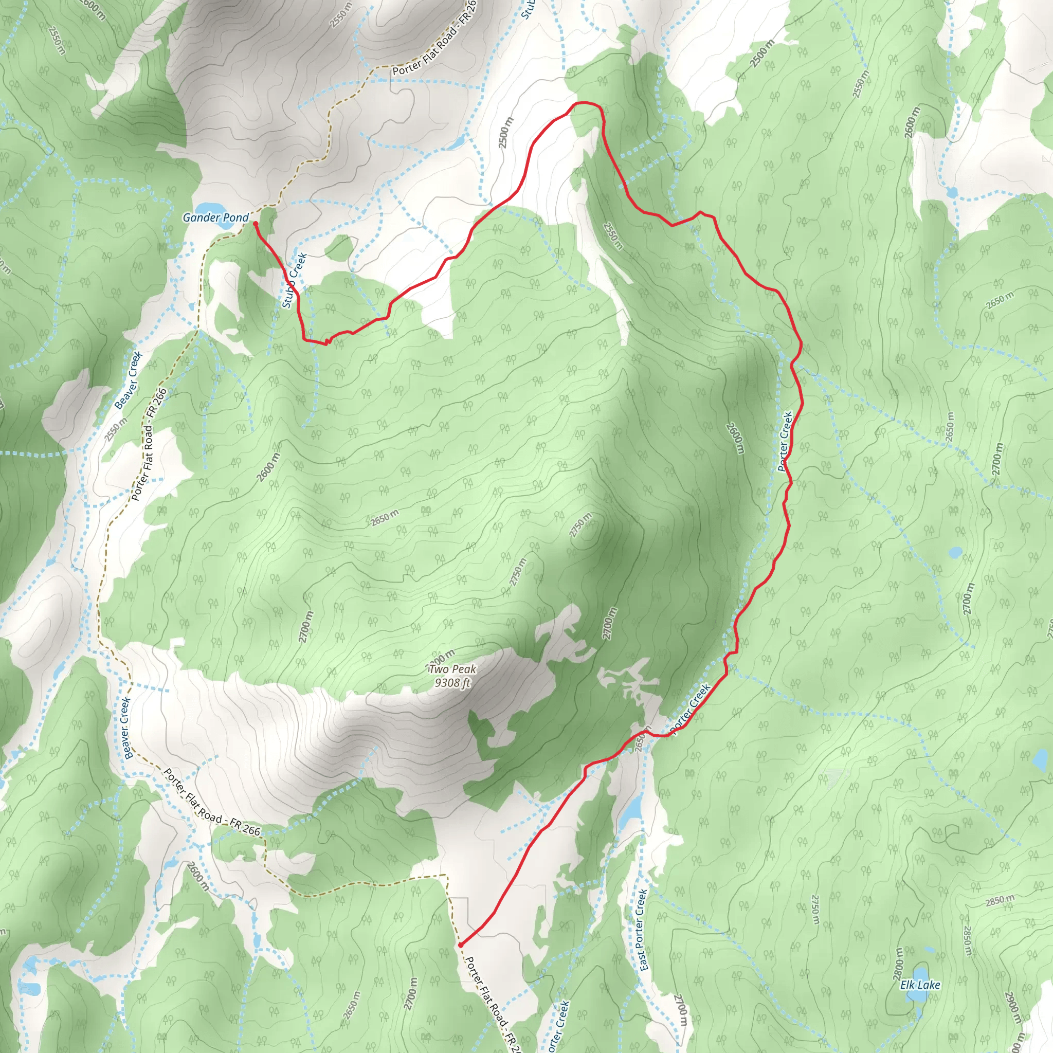 Two Peak Trail mobile static map