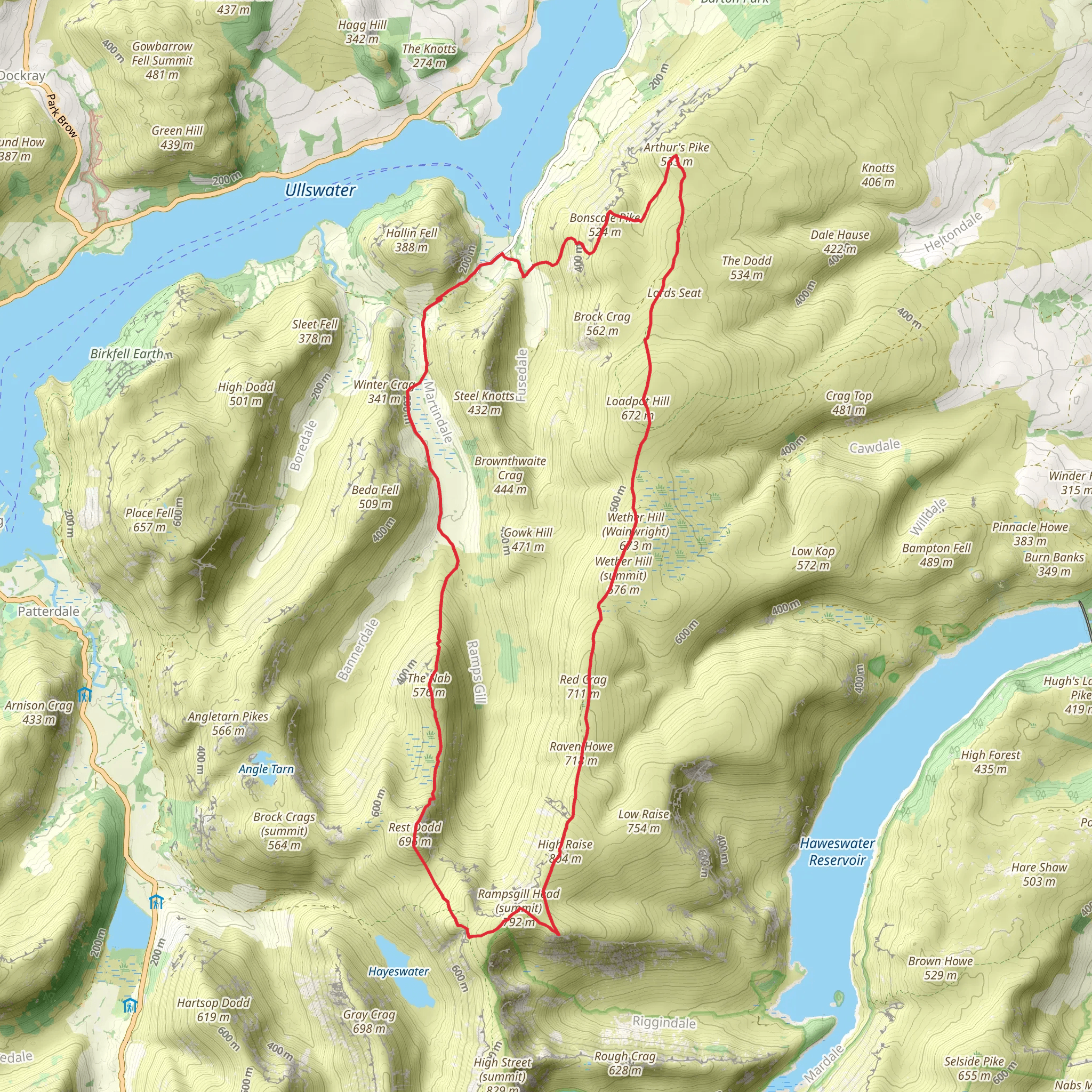Kidsty Pike Loop from Martindale mobile static map