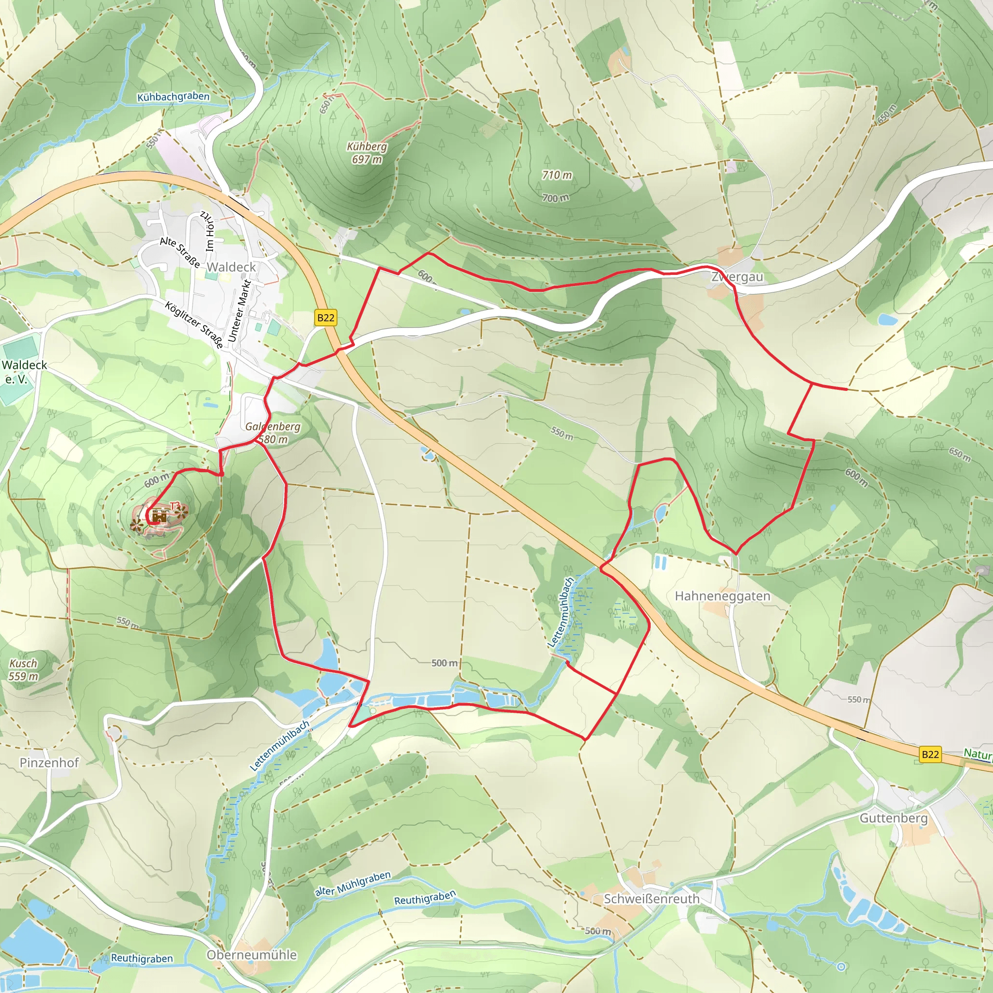 Burgruine Waldeck via Marterlweg mobile static map
