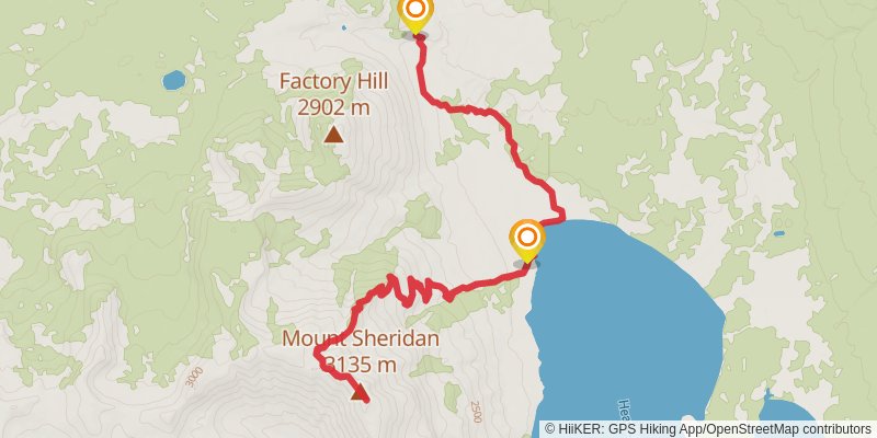Mount Sheridan and Heart Lake via CDT stage 2 Map