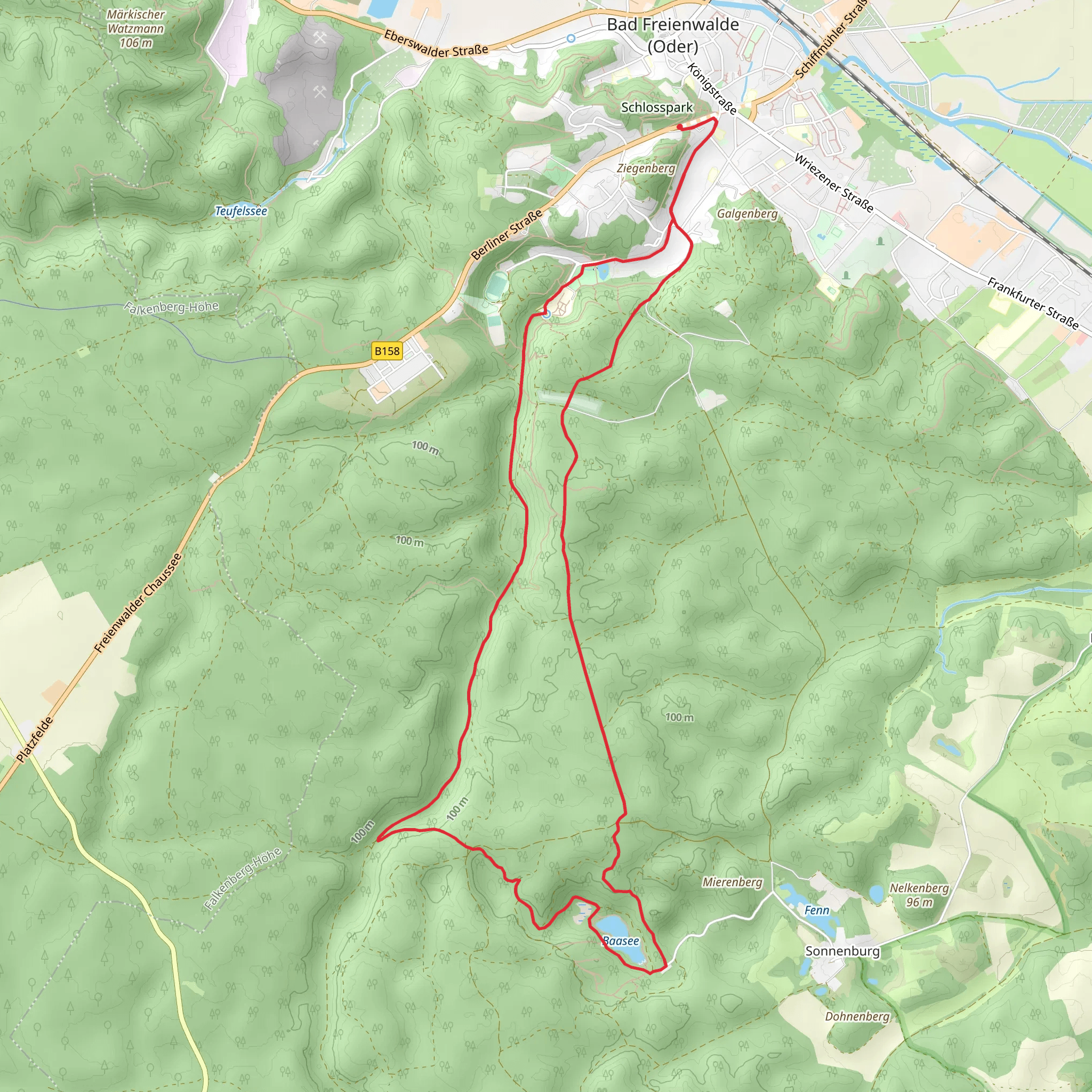 Papenteich and Baasee via Siebenhuegel Weg mobile static map