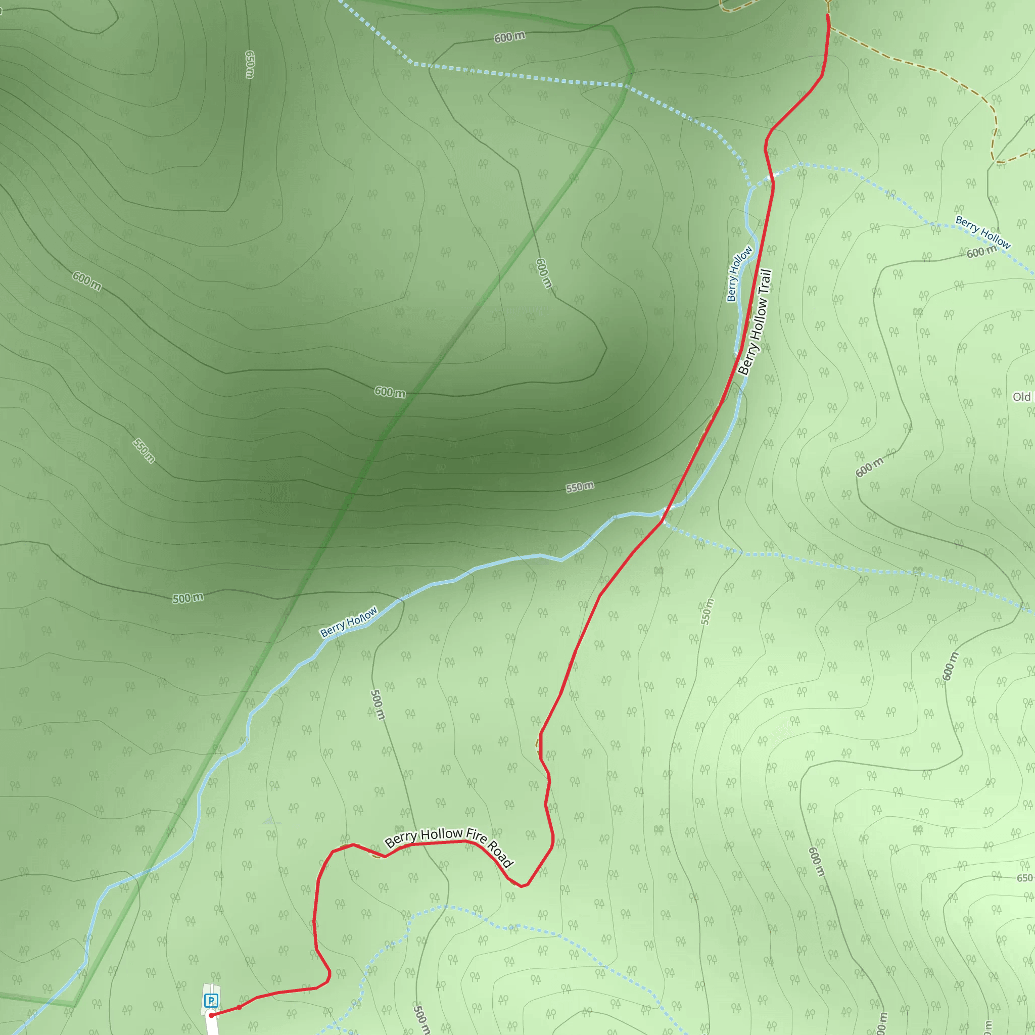 Berry Hollow Fire Road Trail mobile static map