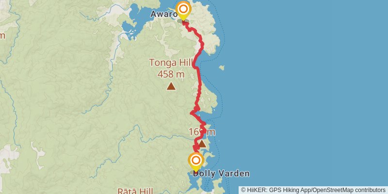 Abel Tasman Coast Track stage 2 Map