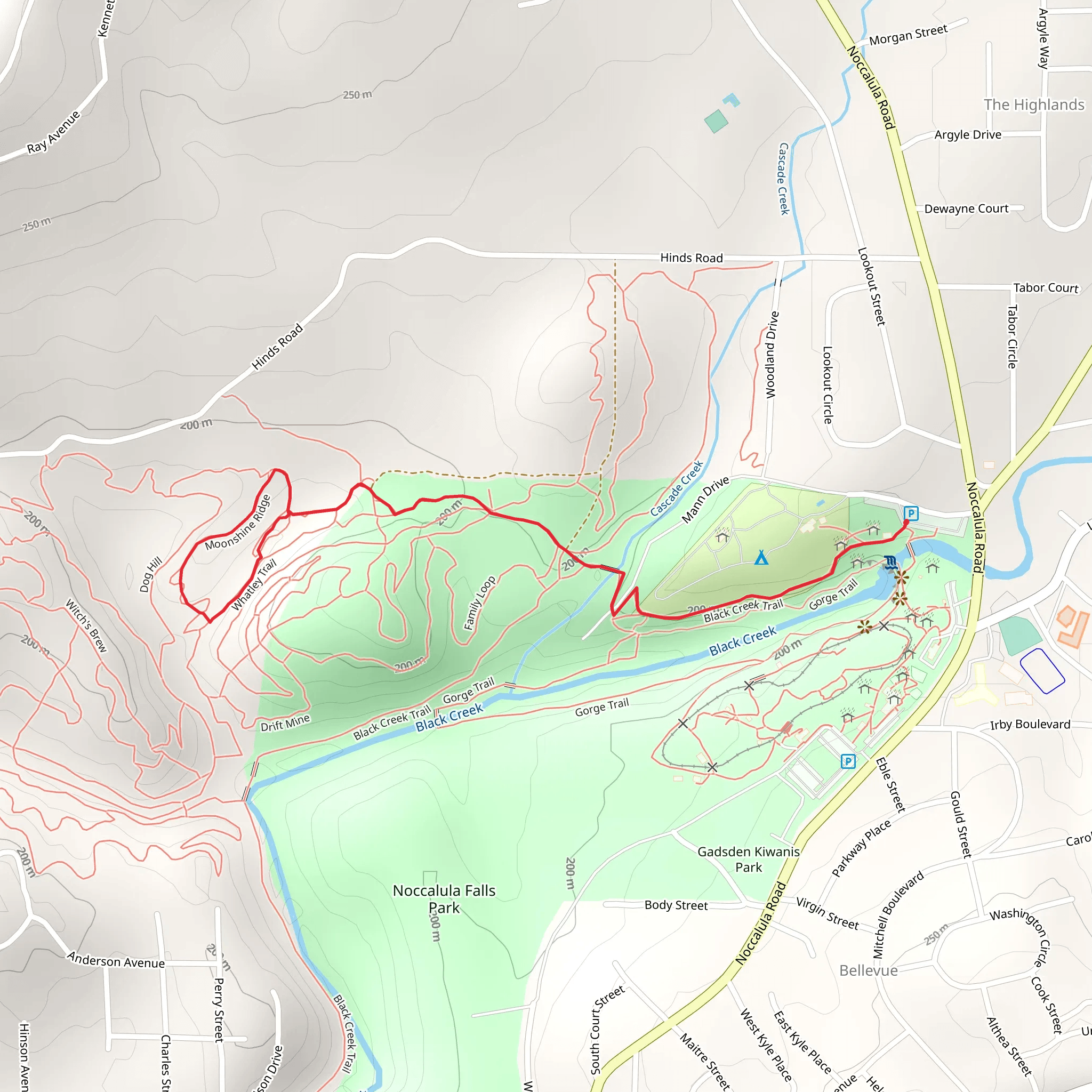 Black Creek and Whatley Loop Trail mobile static map
