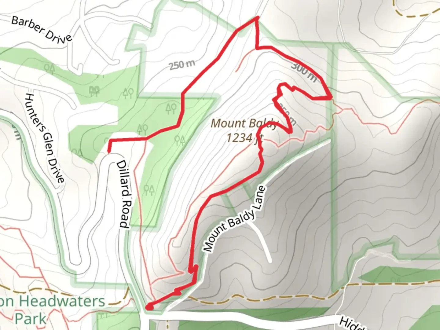 An image depicting the trail Mount Baldy Out and Back and its surrounding area.