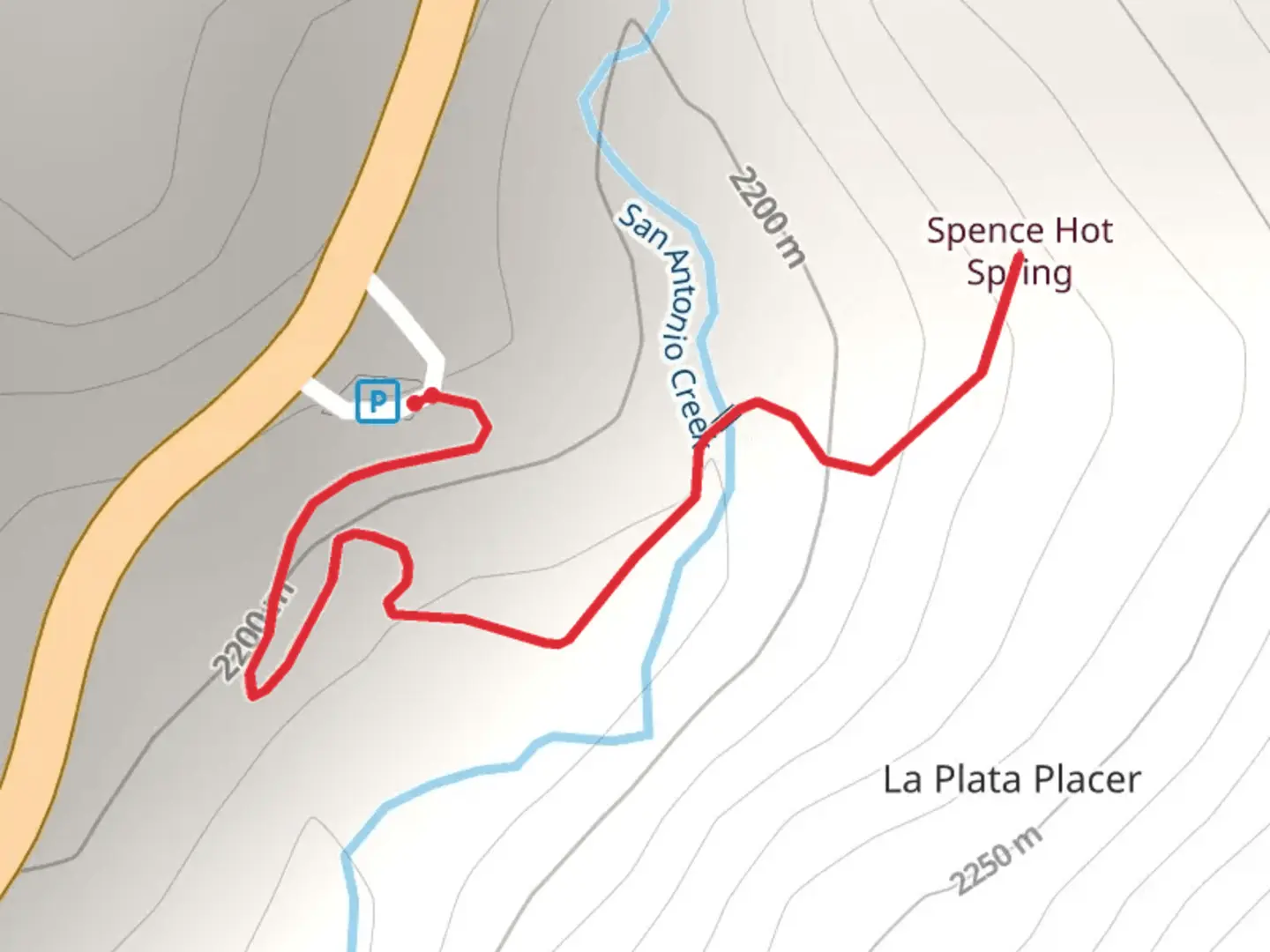 An image depicting the trail Spence Hot Spring and its surrounding area.