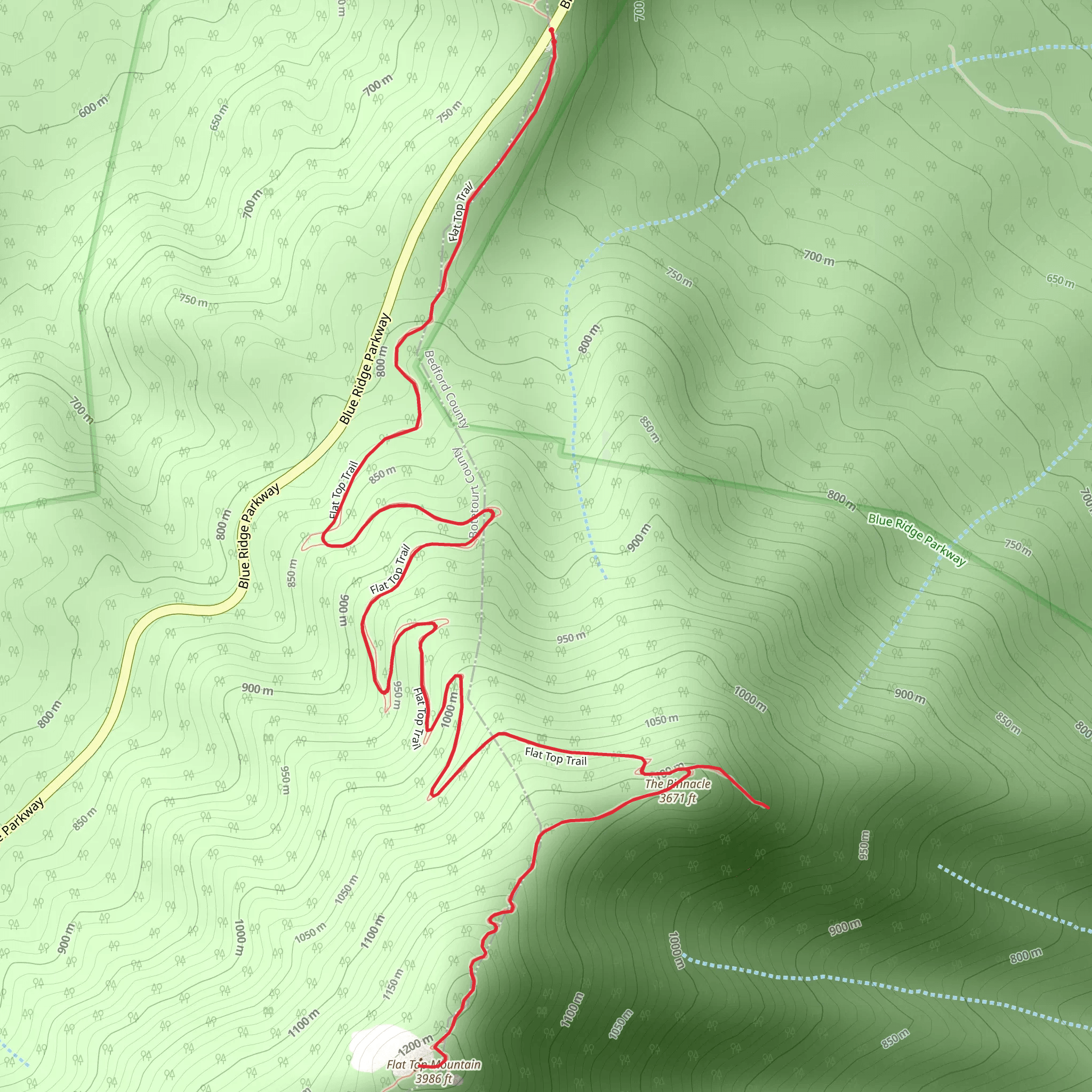 The Pinnacle and Flat Top Mountain Trail mobile static map