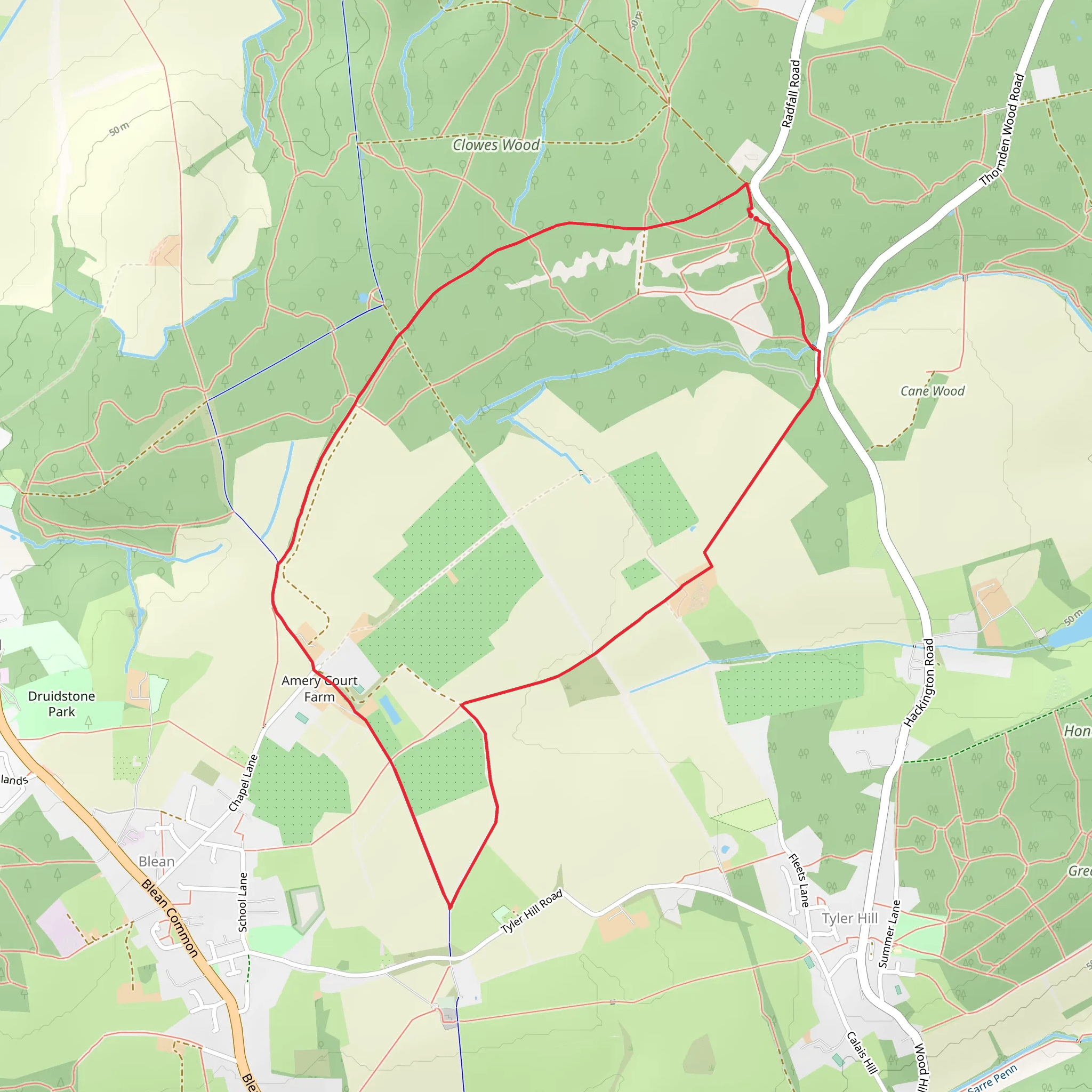 Clowes Wood Loop mobile static map