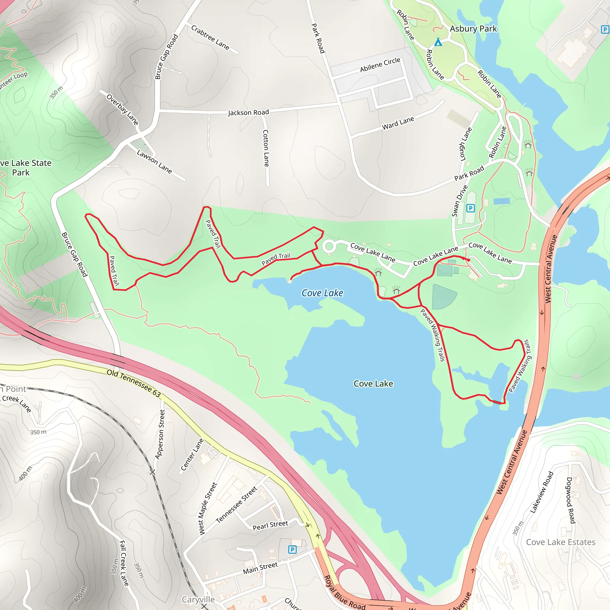 Cove Lake North Shore Loop mobile static map