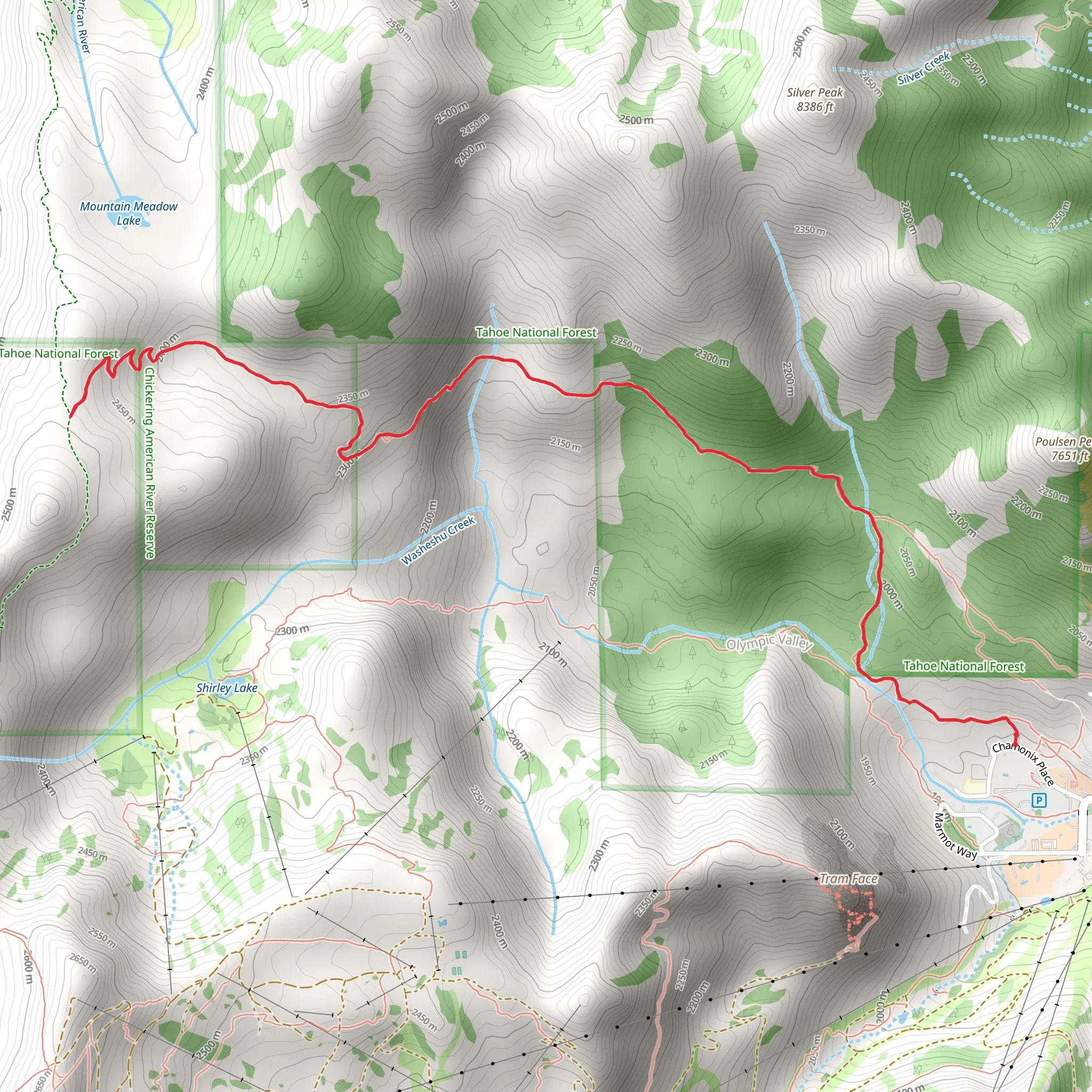 Granite Chief Trail mobile static map