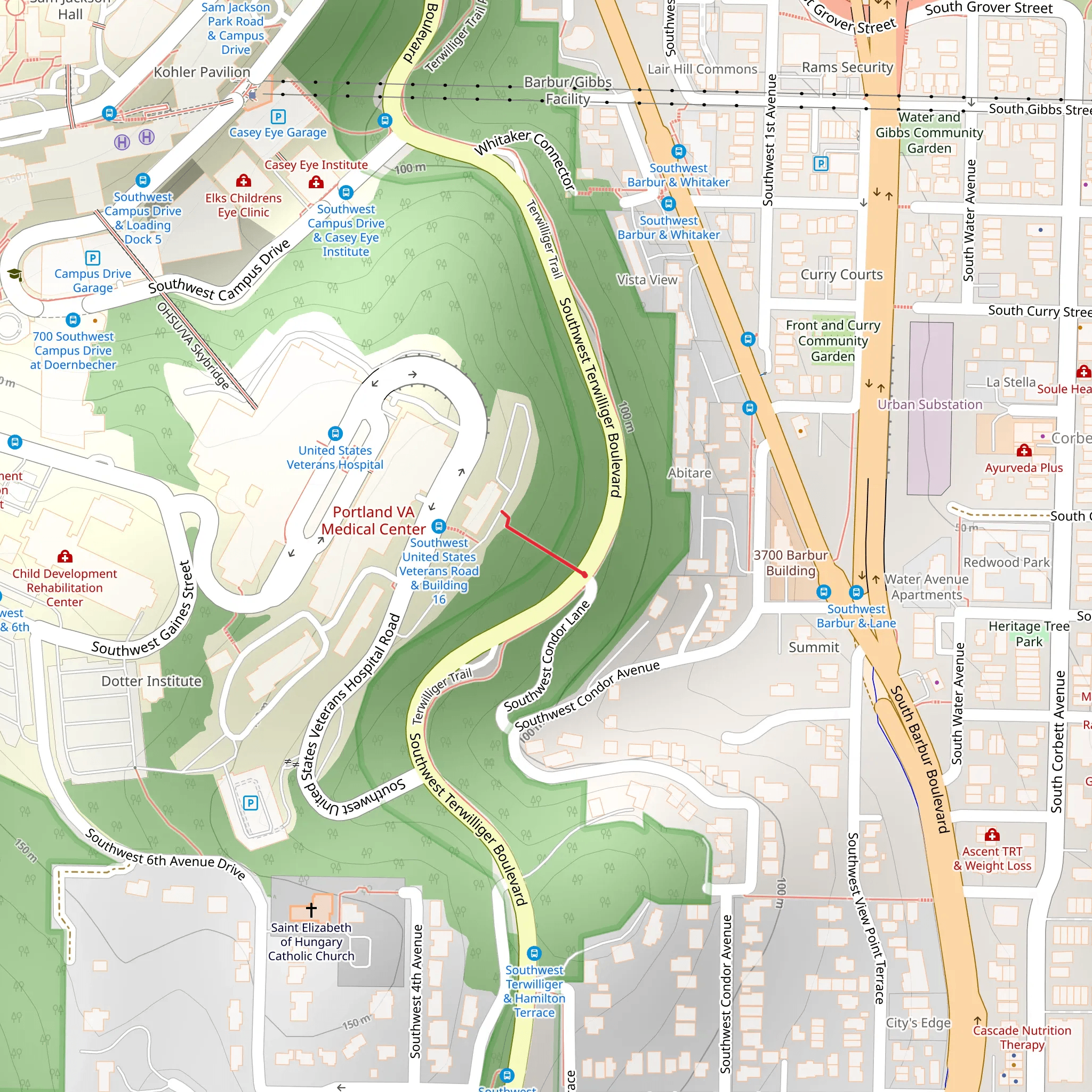 Southwest Terwilliger Boulevard West Walk mobile static map