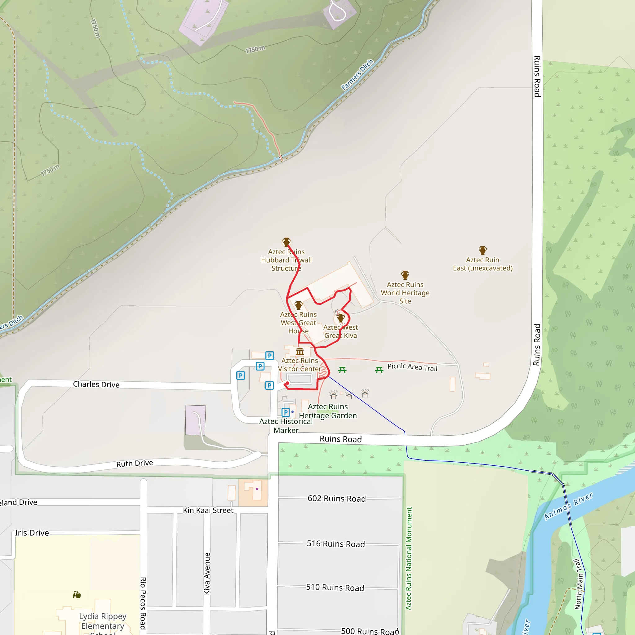 Aztec West Loop Trail mobile static map