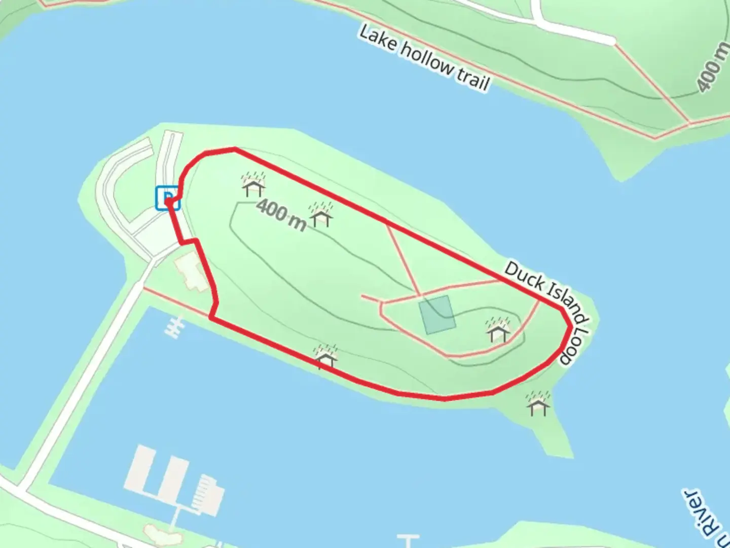 An image depicting the trail Round Top RV Park Loop and its surrounding area.