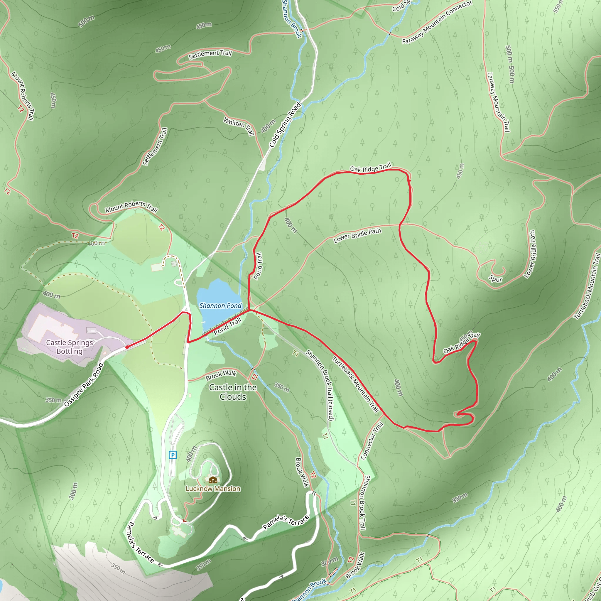 Turtleback Mountain Trail and Oak Ridge Trail Loop via Shannon Pond mobile static map