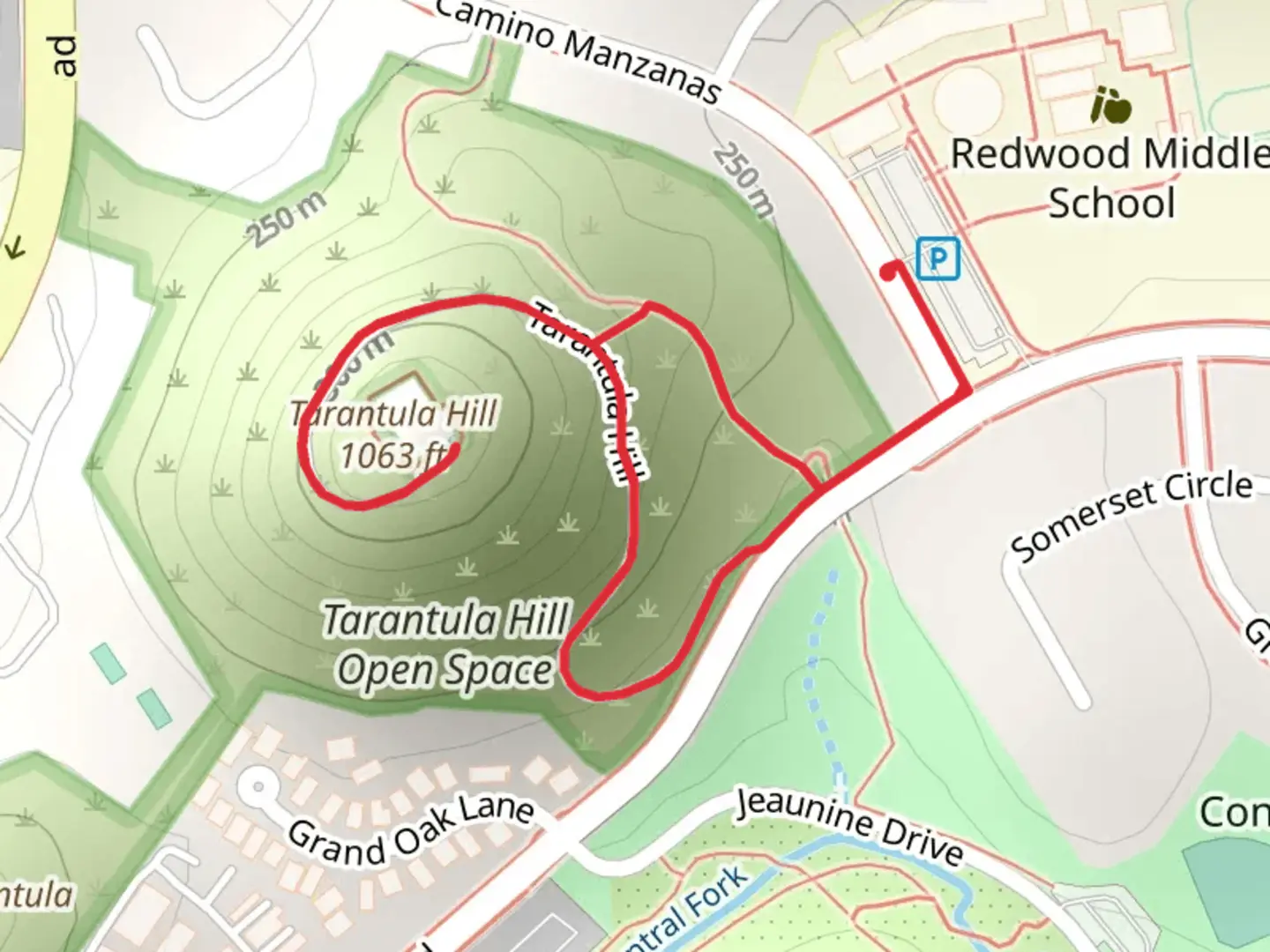 An image depicting the trail Tarantula Hill Loop and its surrounding area.