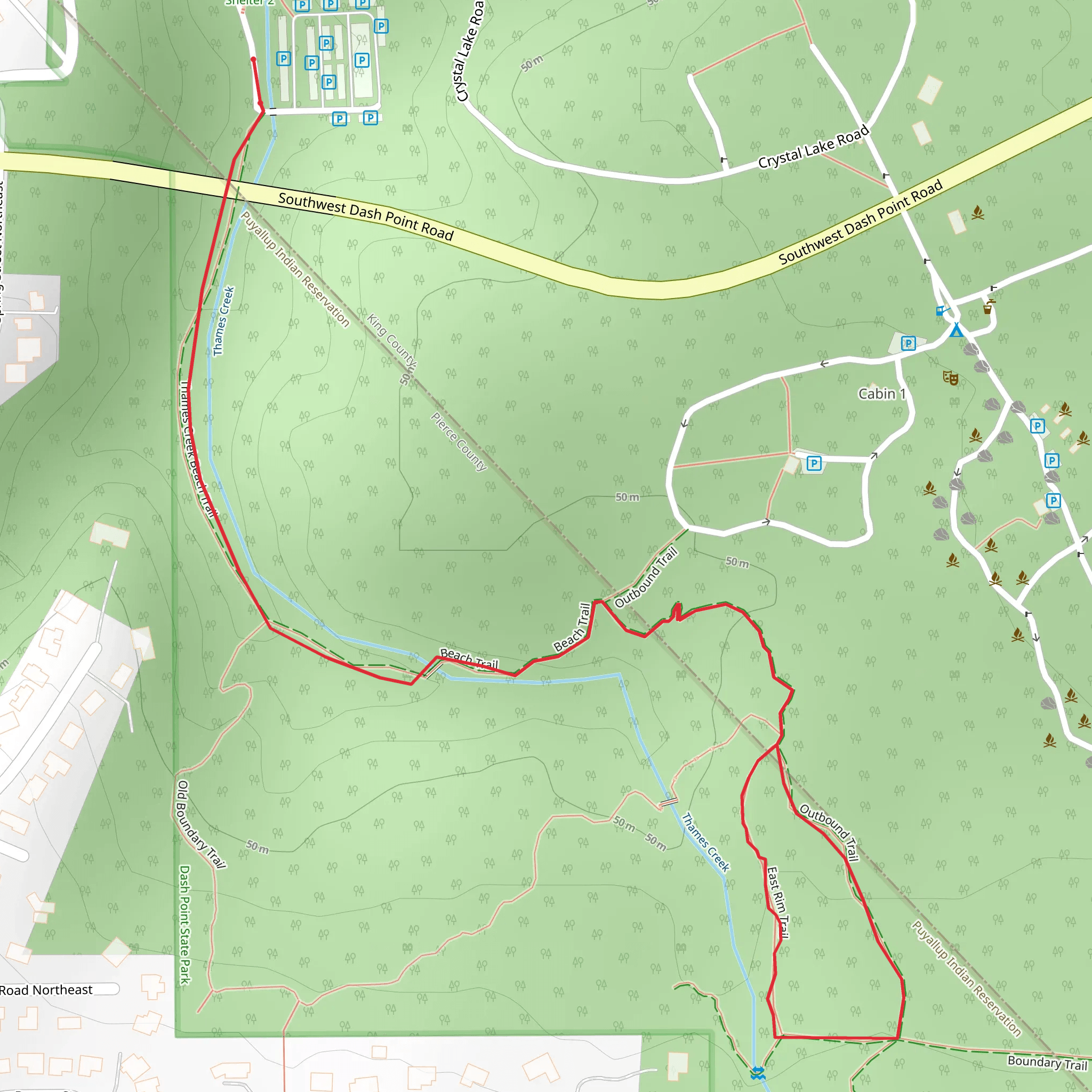 East Rim Trail and Outbound Trail mobile static map