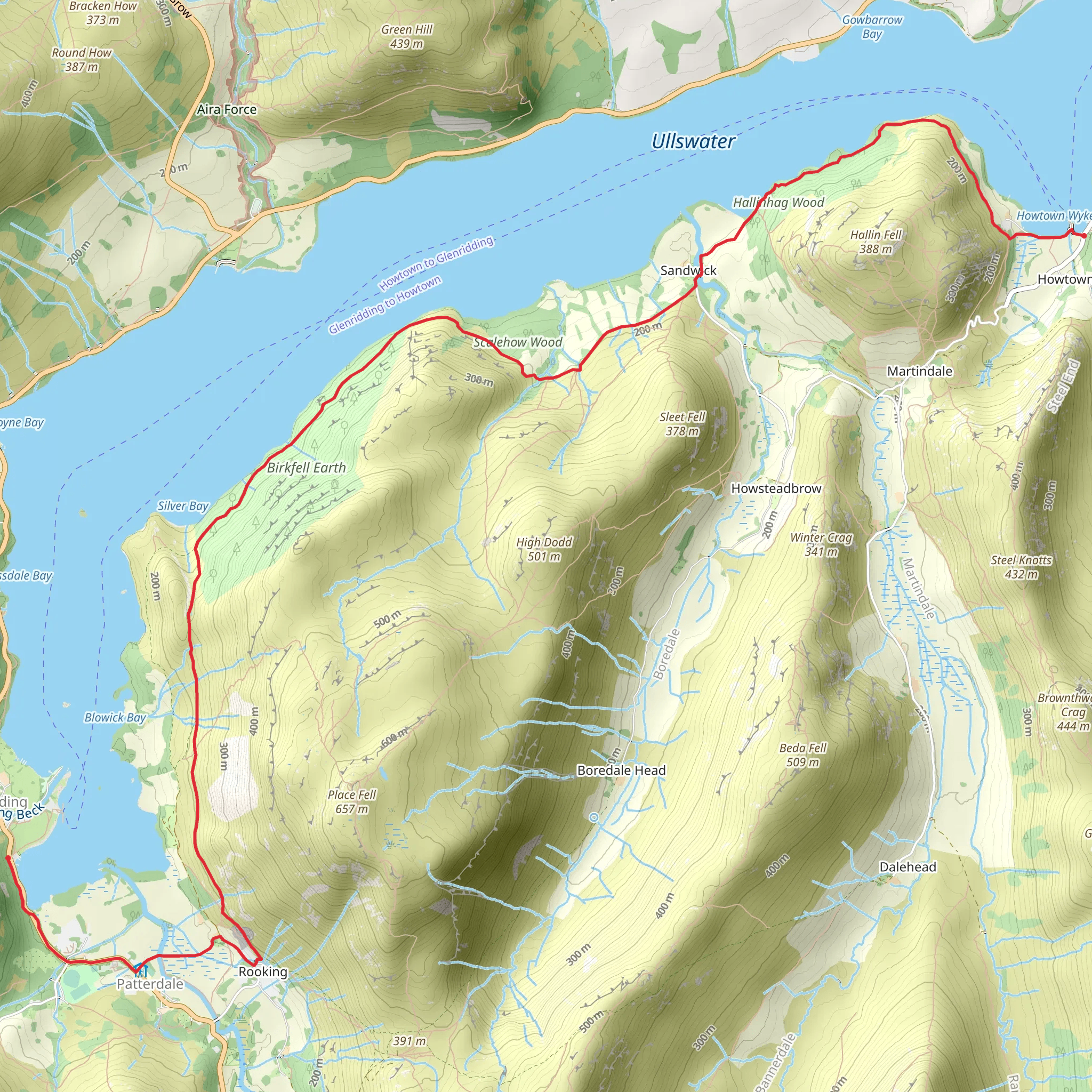 Howtown to Glenridding Walk via The Ullswater Way mobile static map