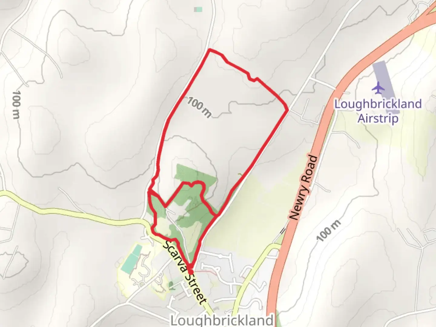 An image depicting the trail Loughbrickland Walk - Whyte's Estate and its surrounding area.