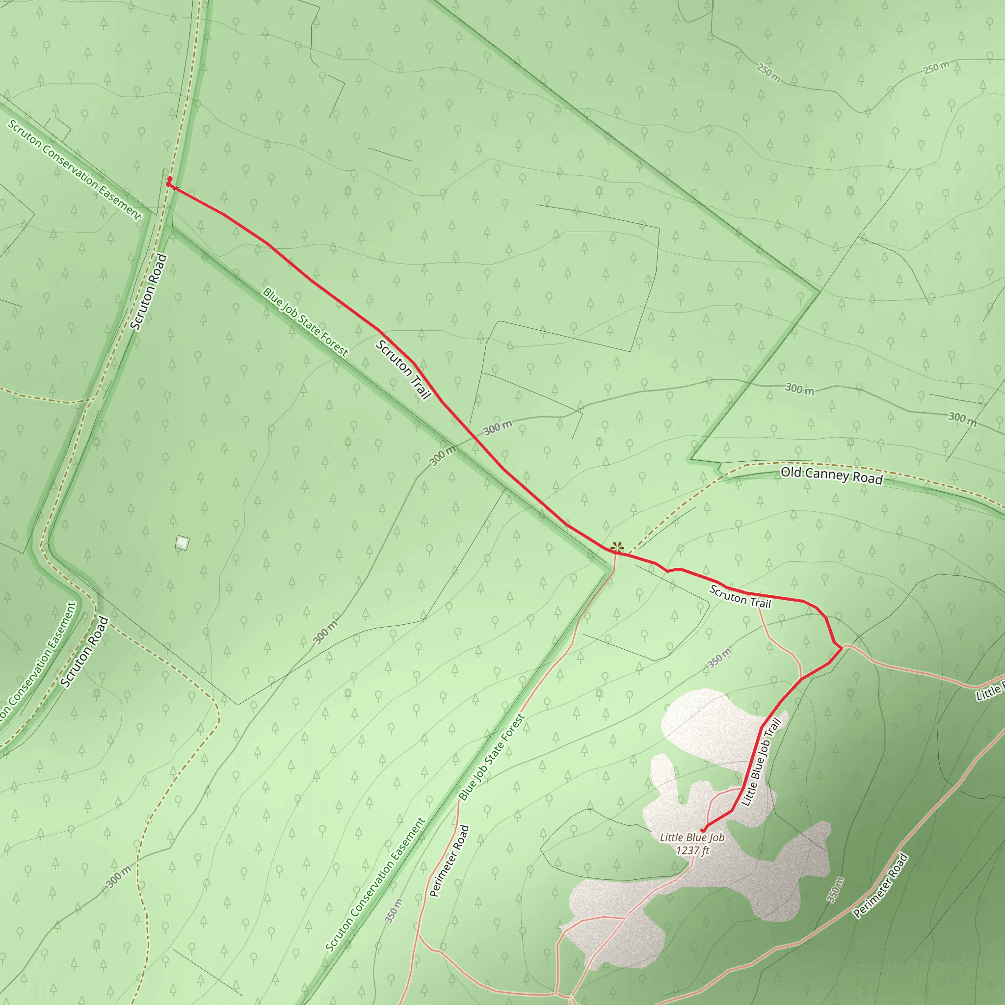 Little Blue Job Trail and Scruton Trail mobile static map