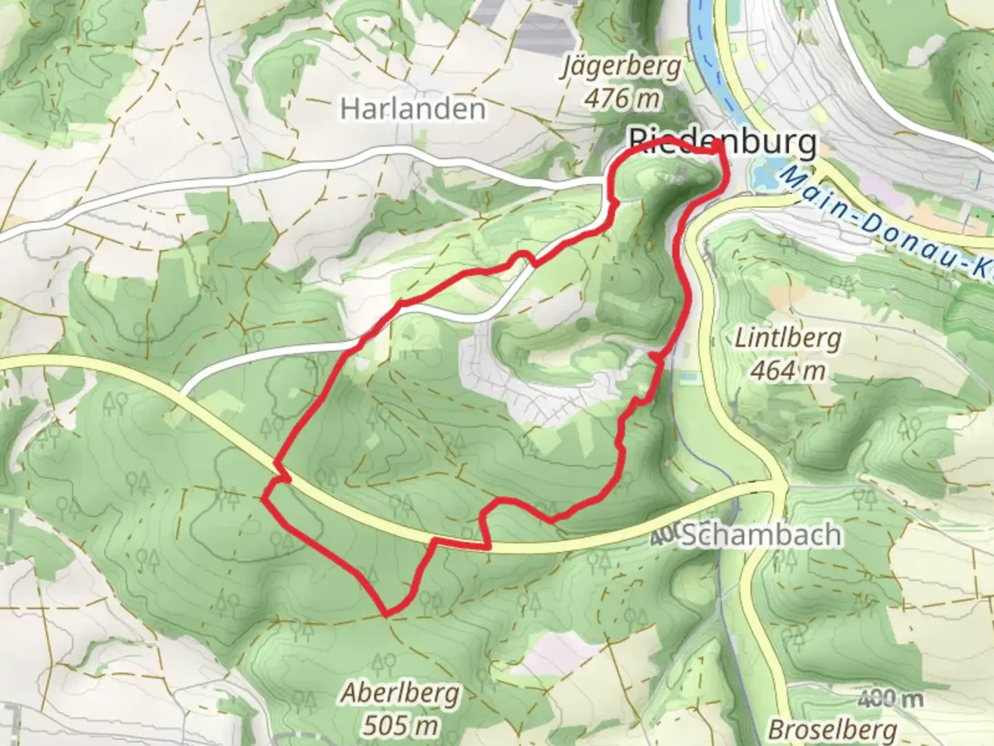 An image depicting the trail Rundweg Riedenbeurg Loop and its surrounding area.