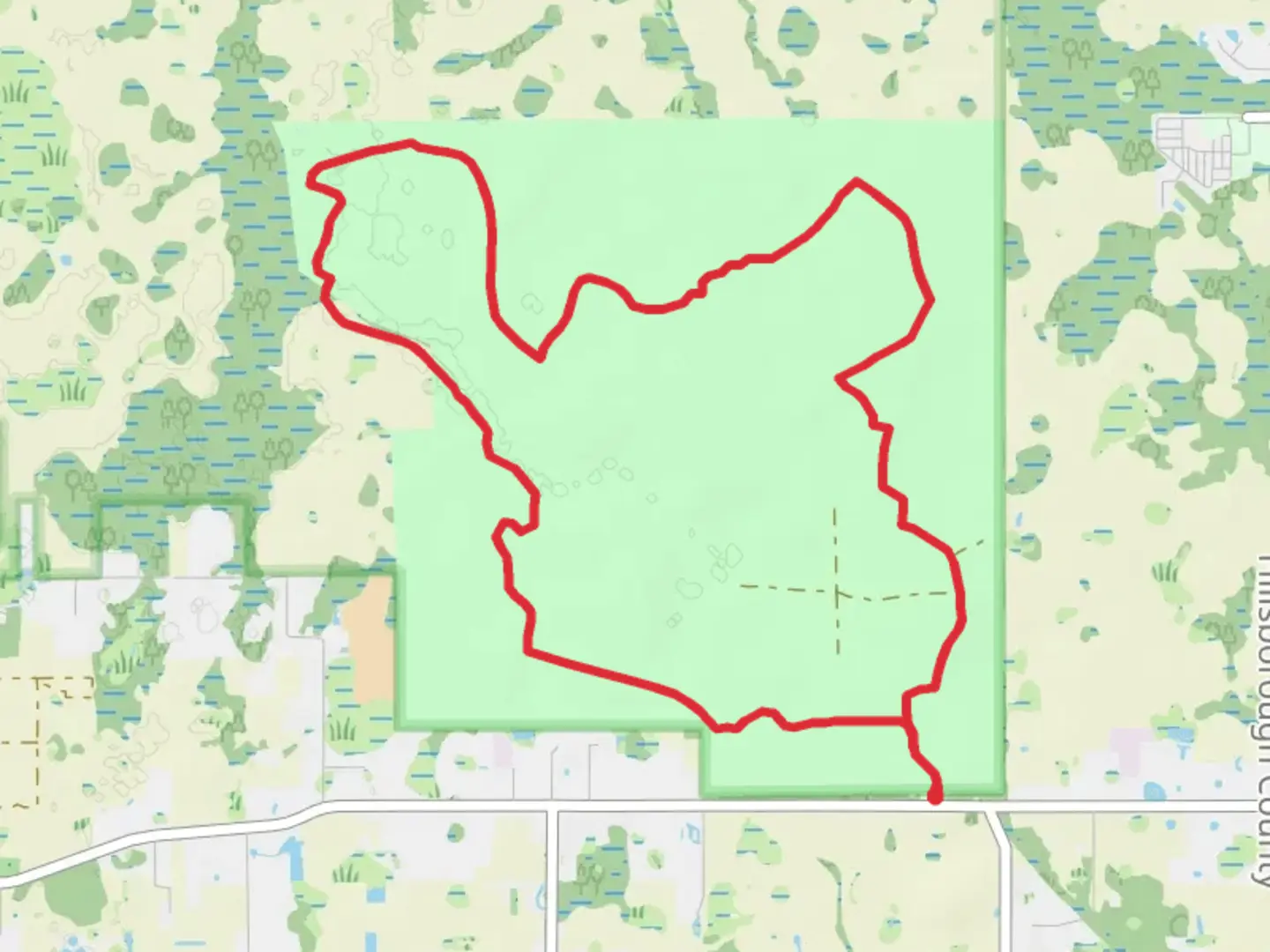 An image depicting the trail Northeast, Northwest and Southwest Loops and its surrounding area.