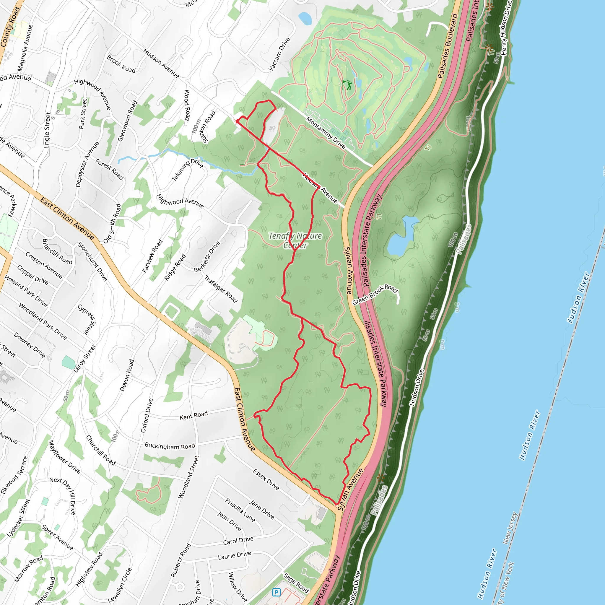 Yellow Trail, red Trail and Yellow - Orange Seely Loop mobile static map