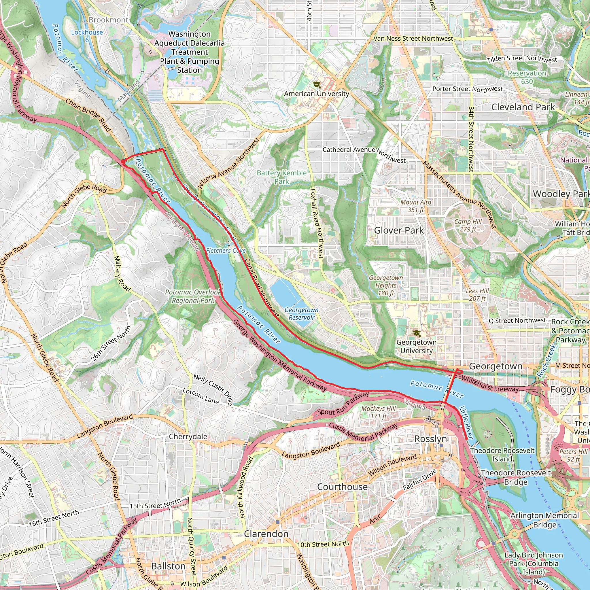 Potomac Heritage and Chesapeake and Ohio Canal Loop Trail mobile static map