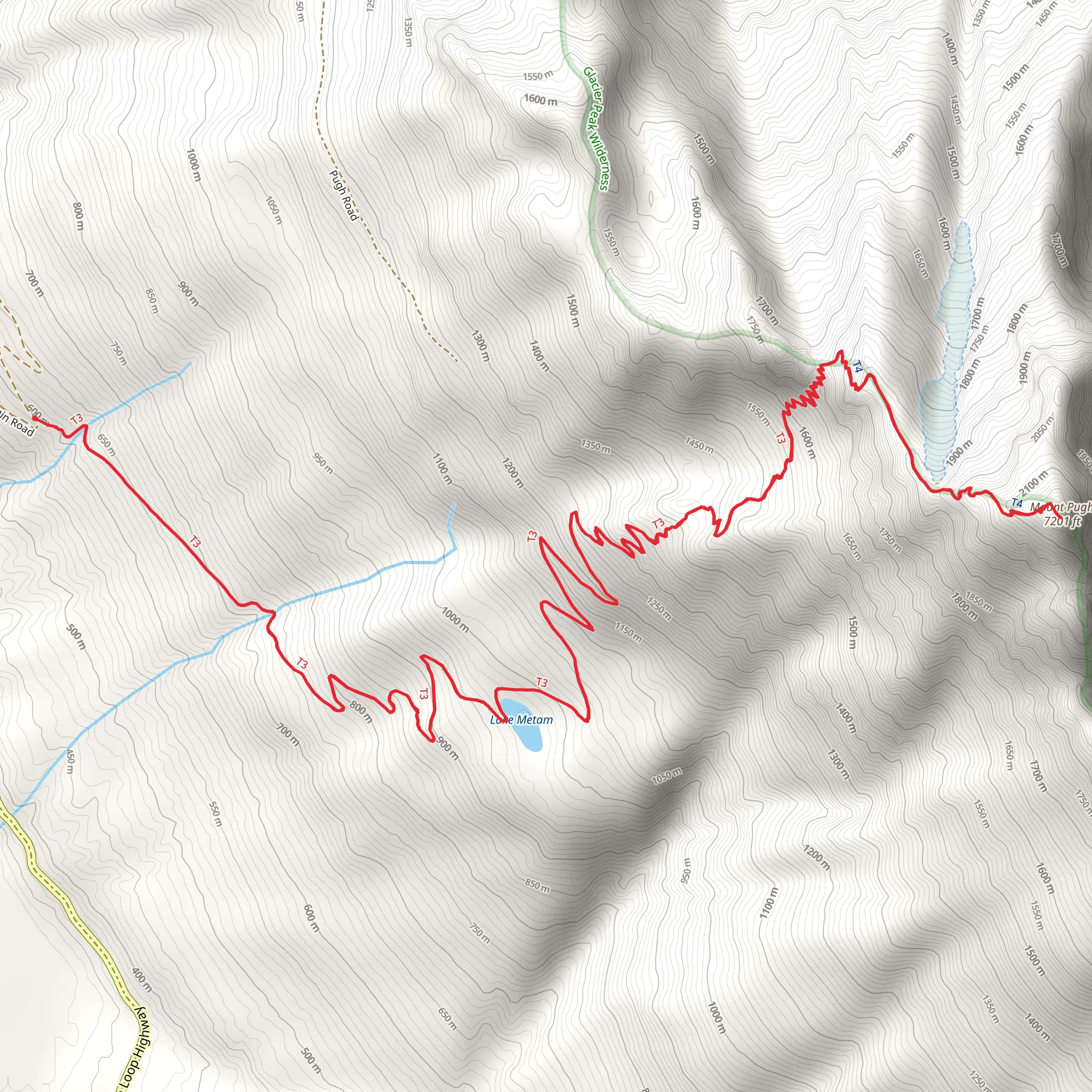 Mount Pugh and Lake Metam Trail mobile static map