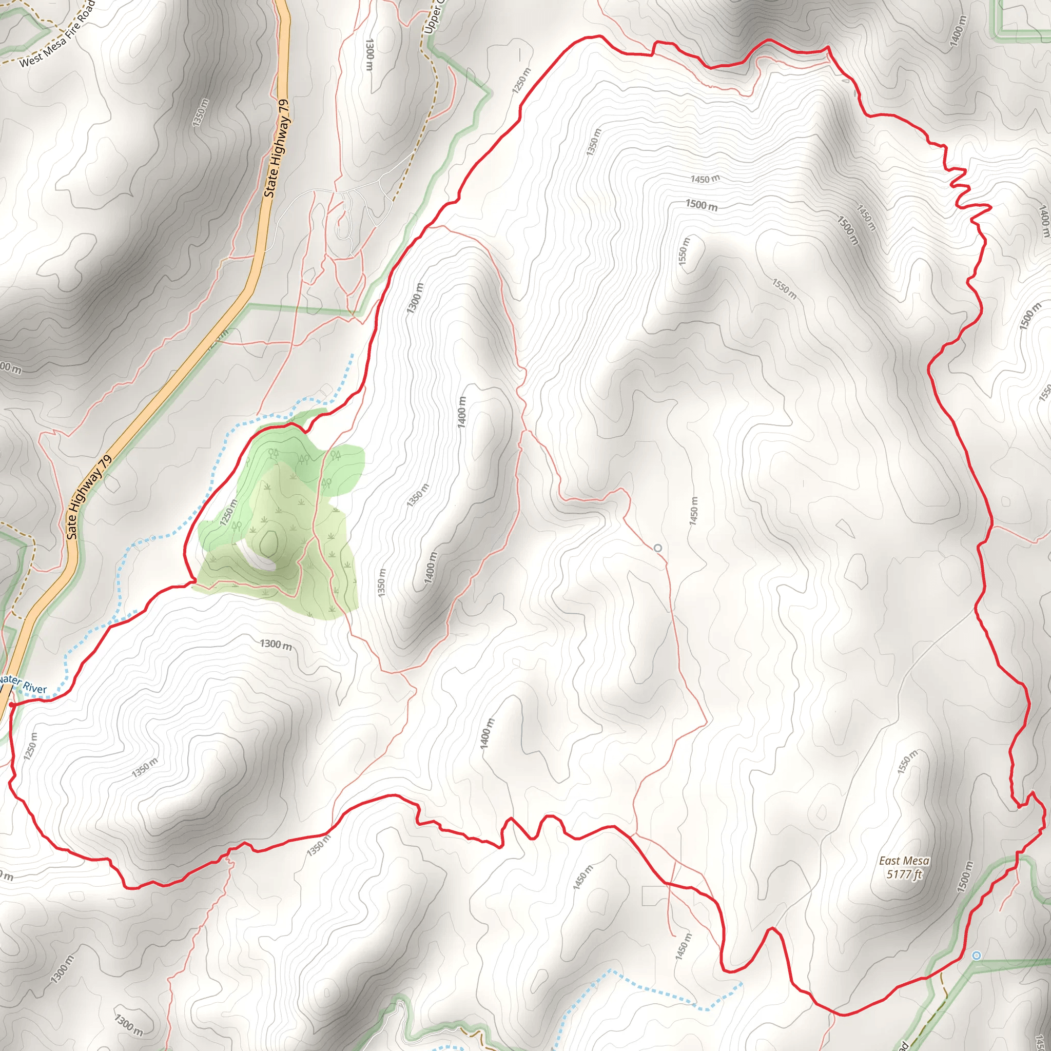 East Mesa via Harvey Moore Trail and East Side Trail mobile static map