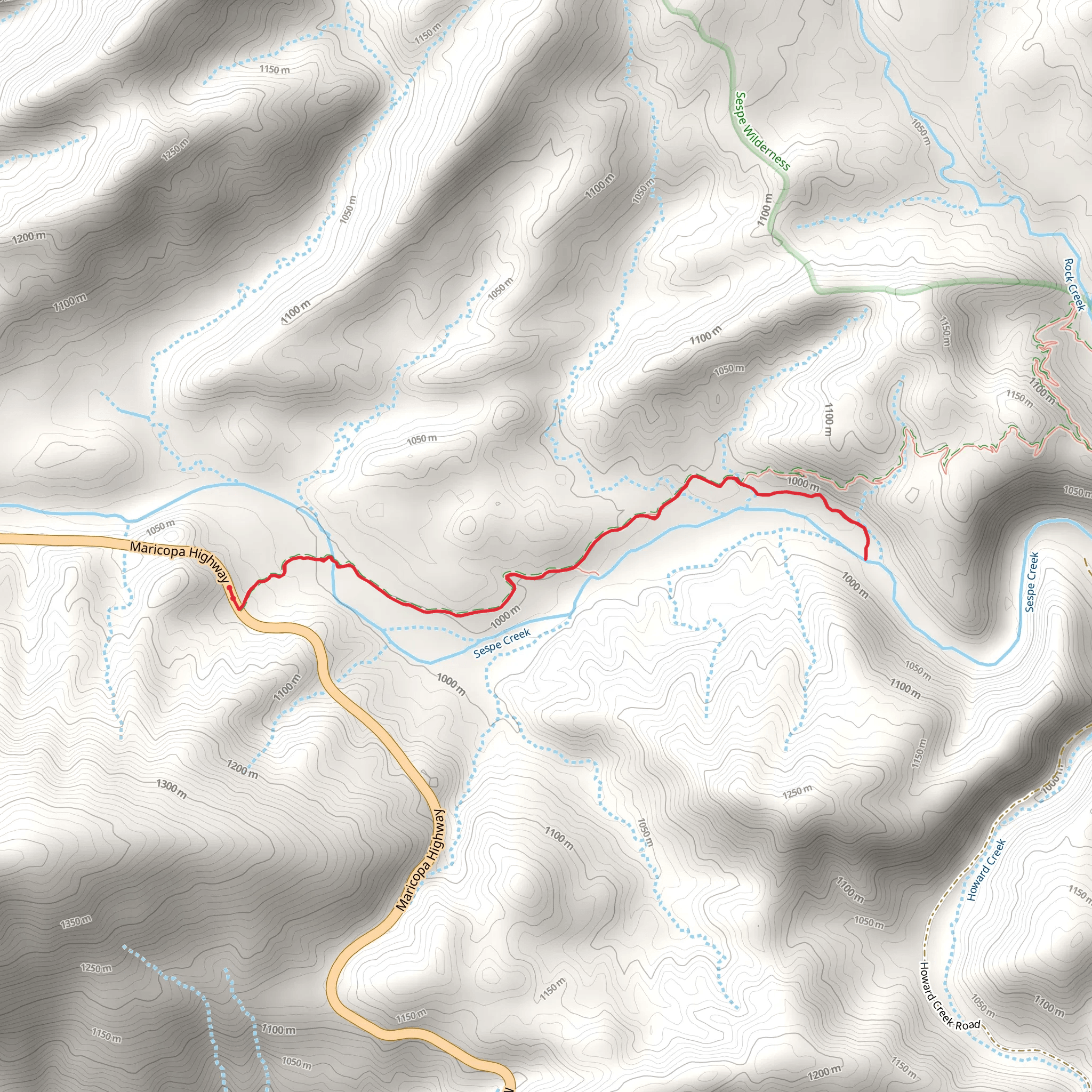 Sespe Creek via Middle Sespe Trail mobile static map