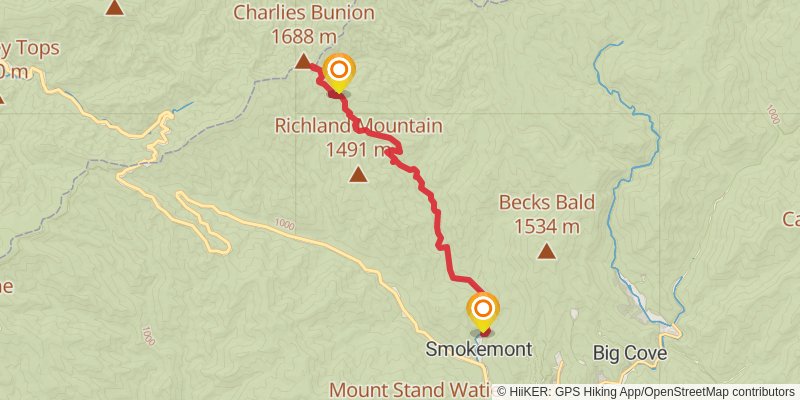 Dry Sluice Gap Trail via Bradley Fork Trail stage 2 Map