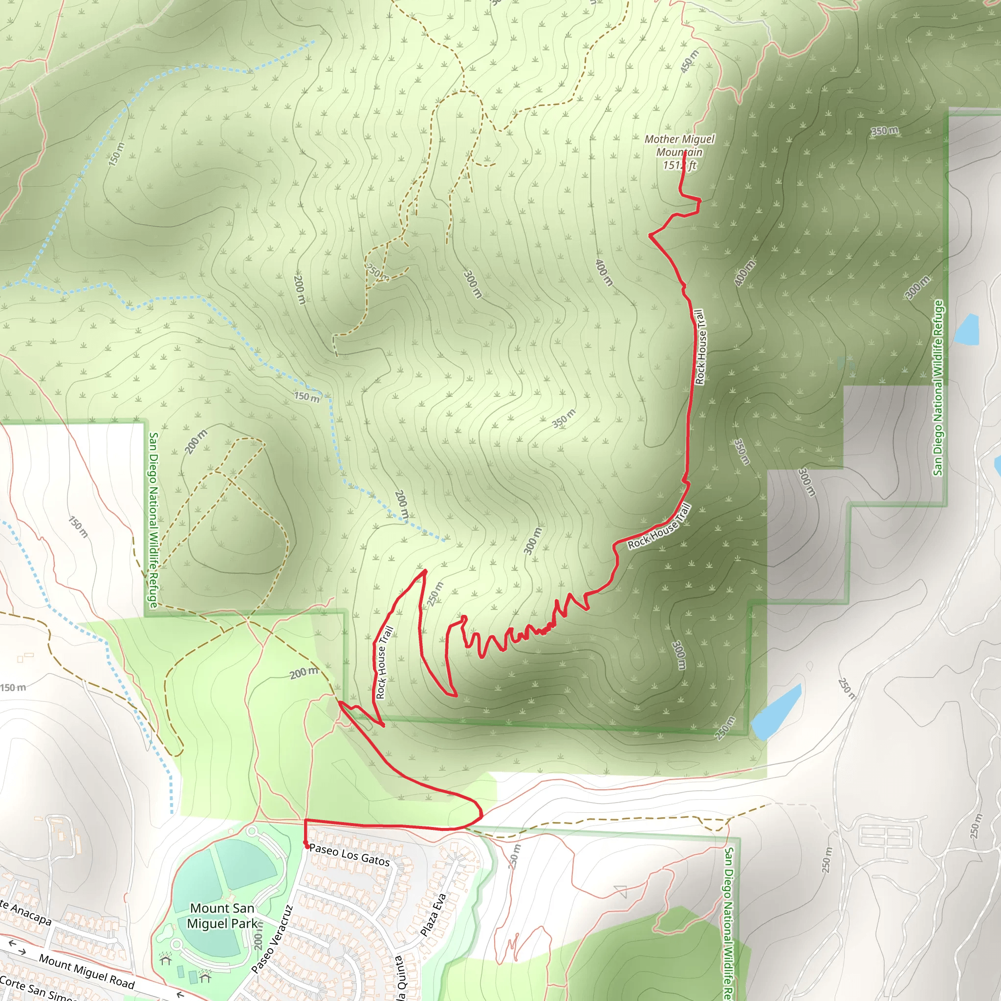 Mother Miguel Mountain via Rock House Trail mobile static map