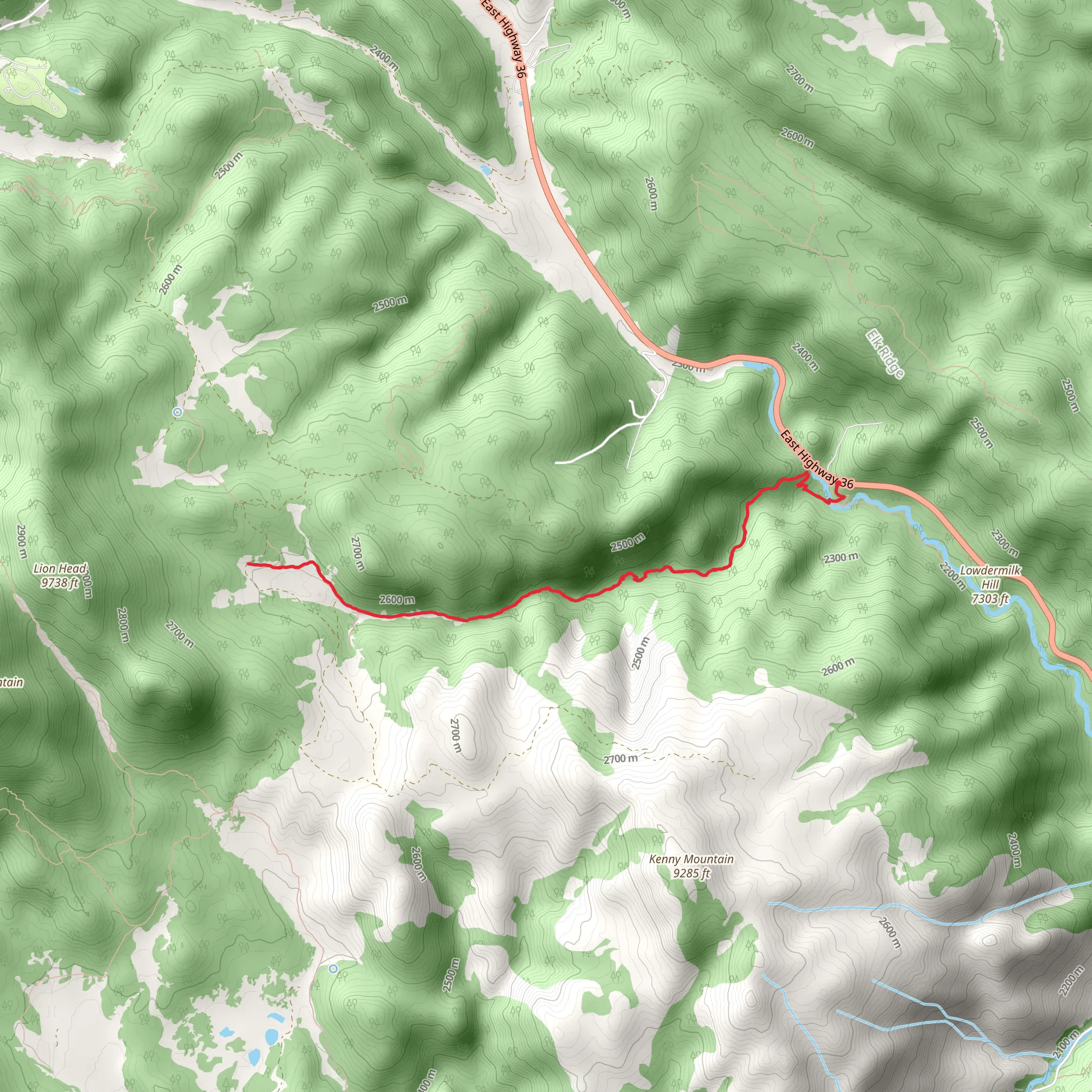 Lion Gulch Trail mobile static map
