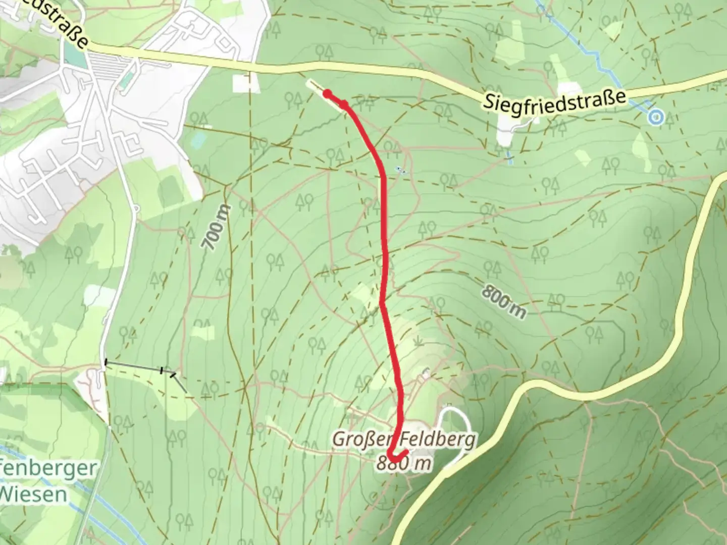 An image depicting the trail Großer Feldberg via Nordbahn and its surrounding area.