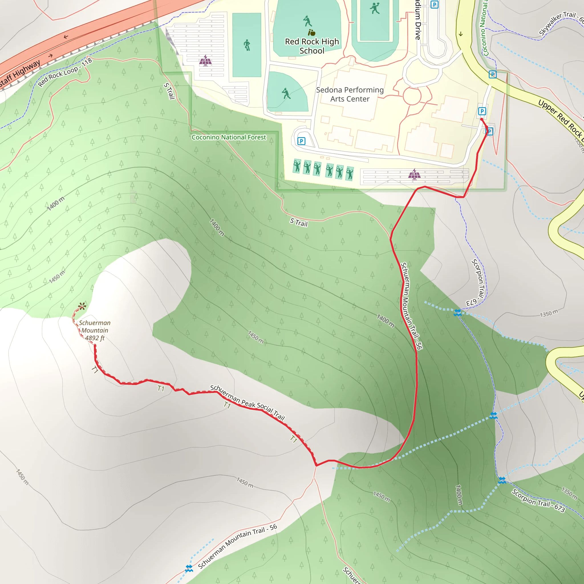 Schuerman Mountain Trail mobile static map
