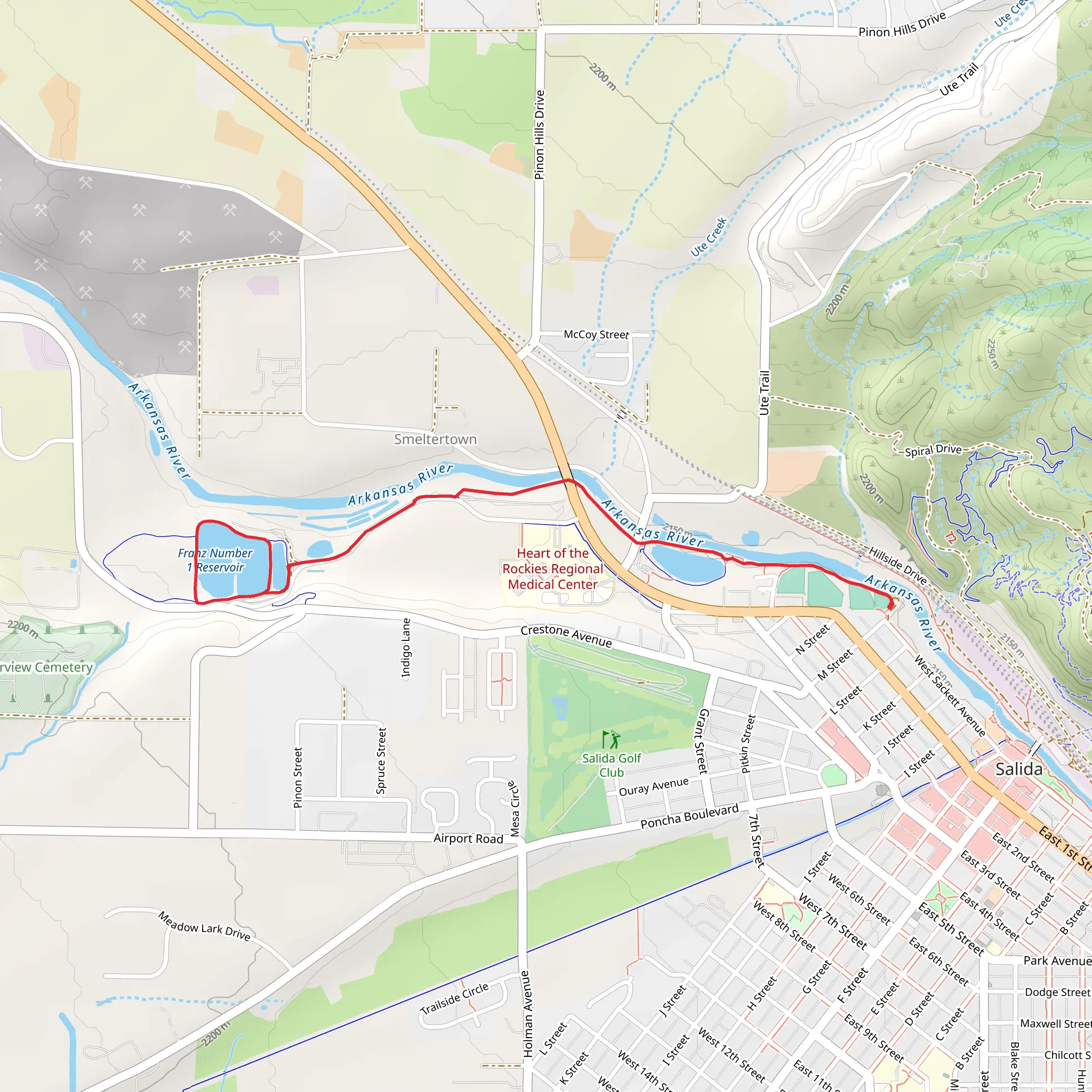 Salida River Trail and Franz Lake mobile static map