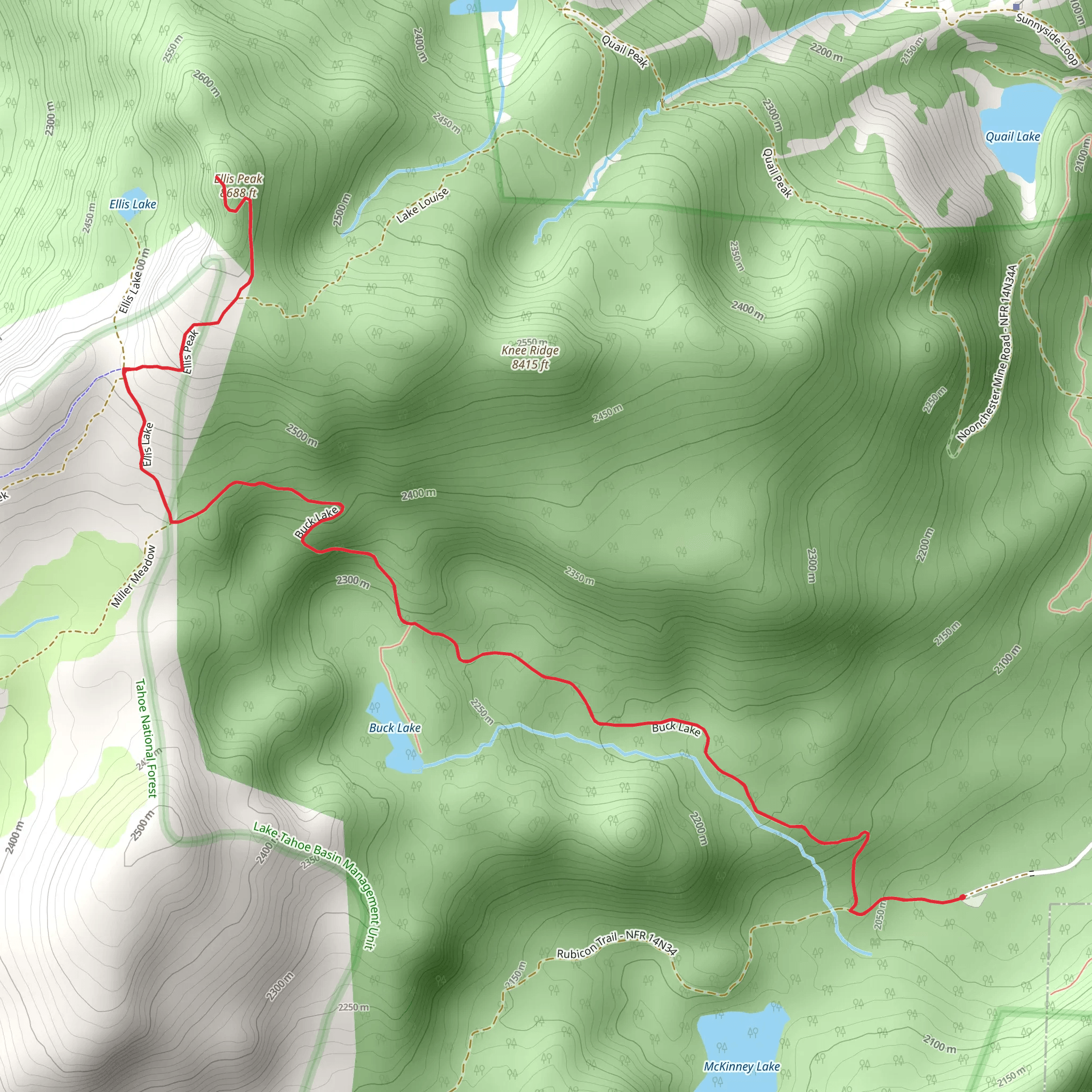 Ellis Peak via Rubicon Trail mobile static map