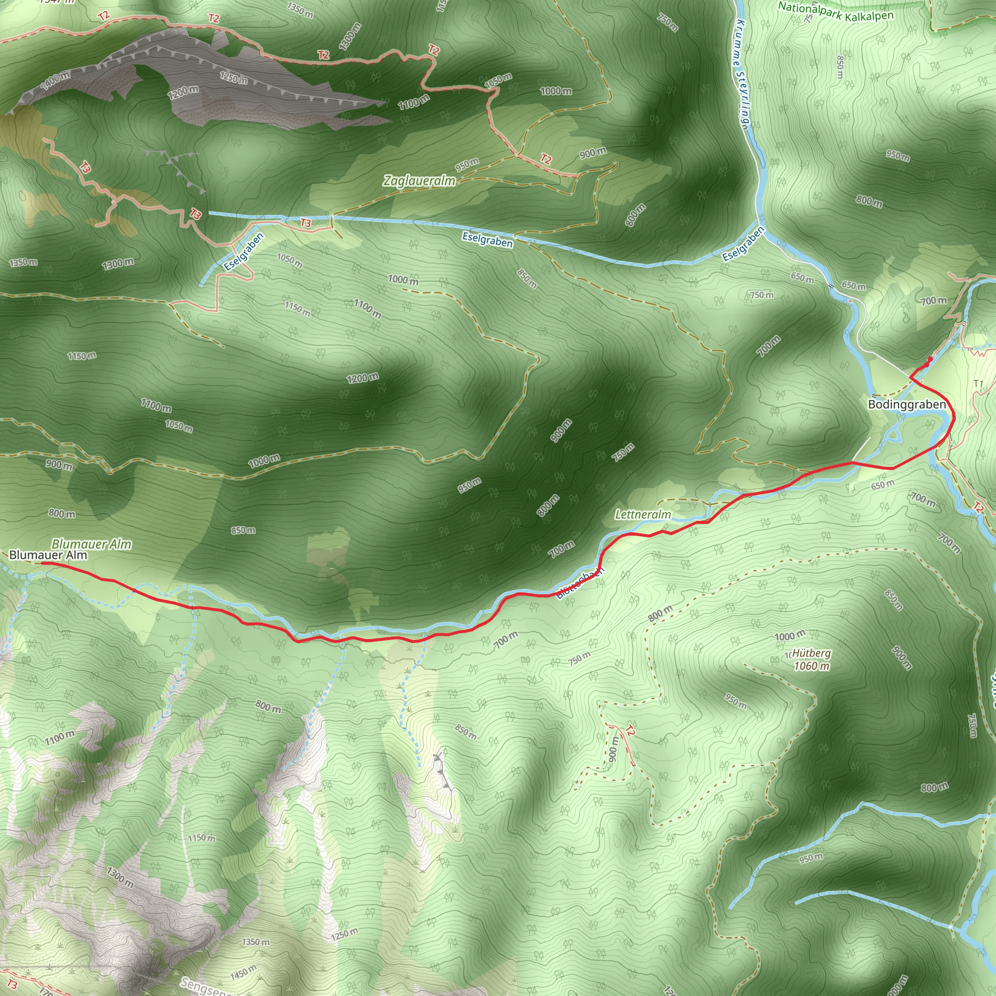 Jagahäusl to the Blumaueralm mobile static map