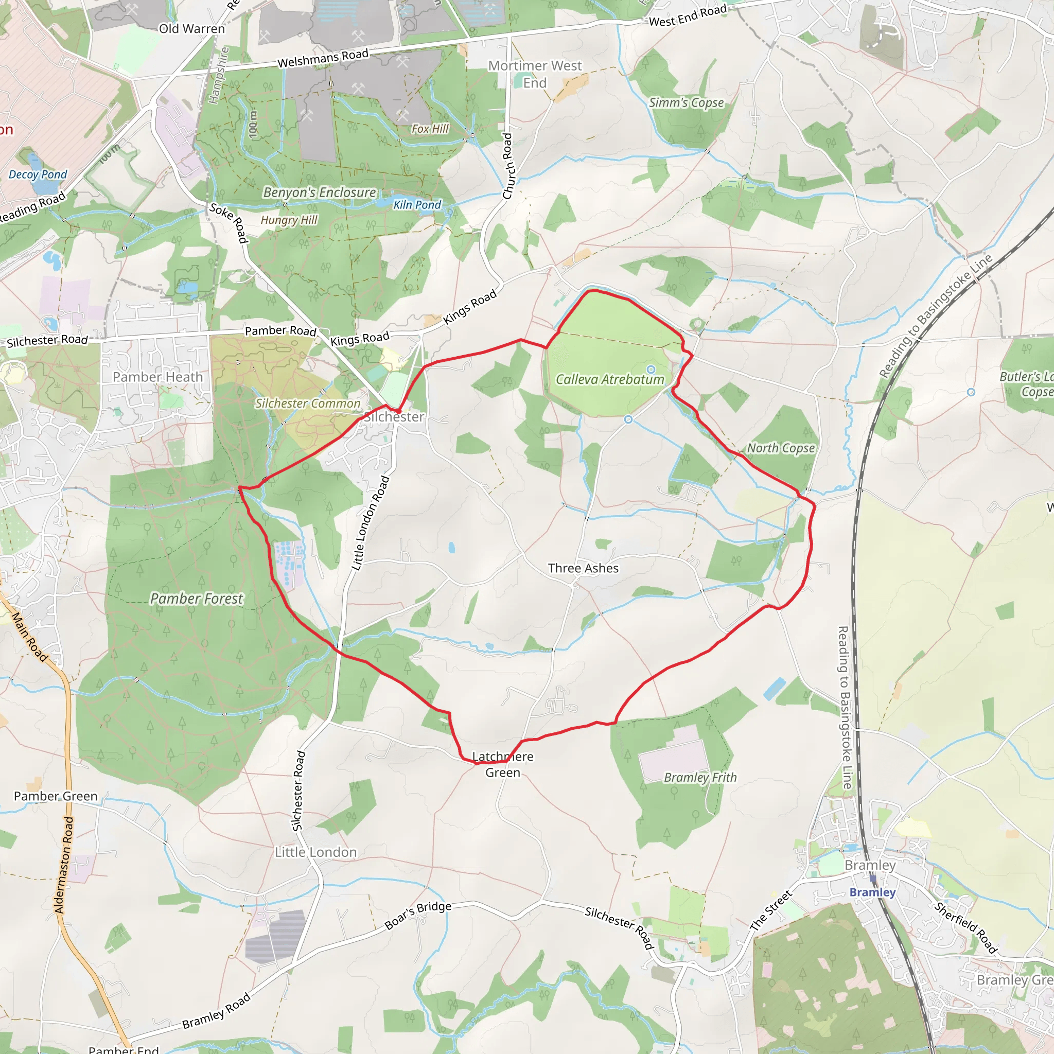 Silchester Common and Calleva Atrebatum mobile static map