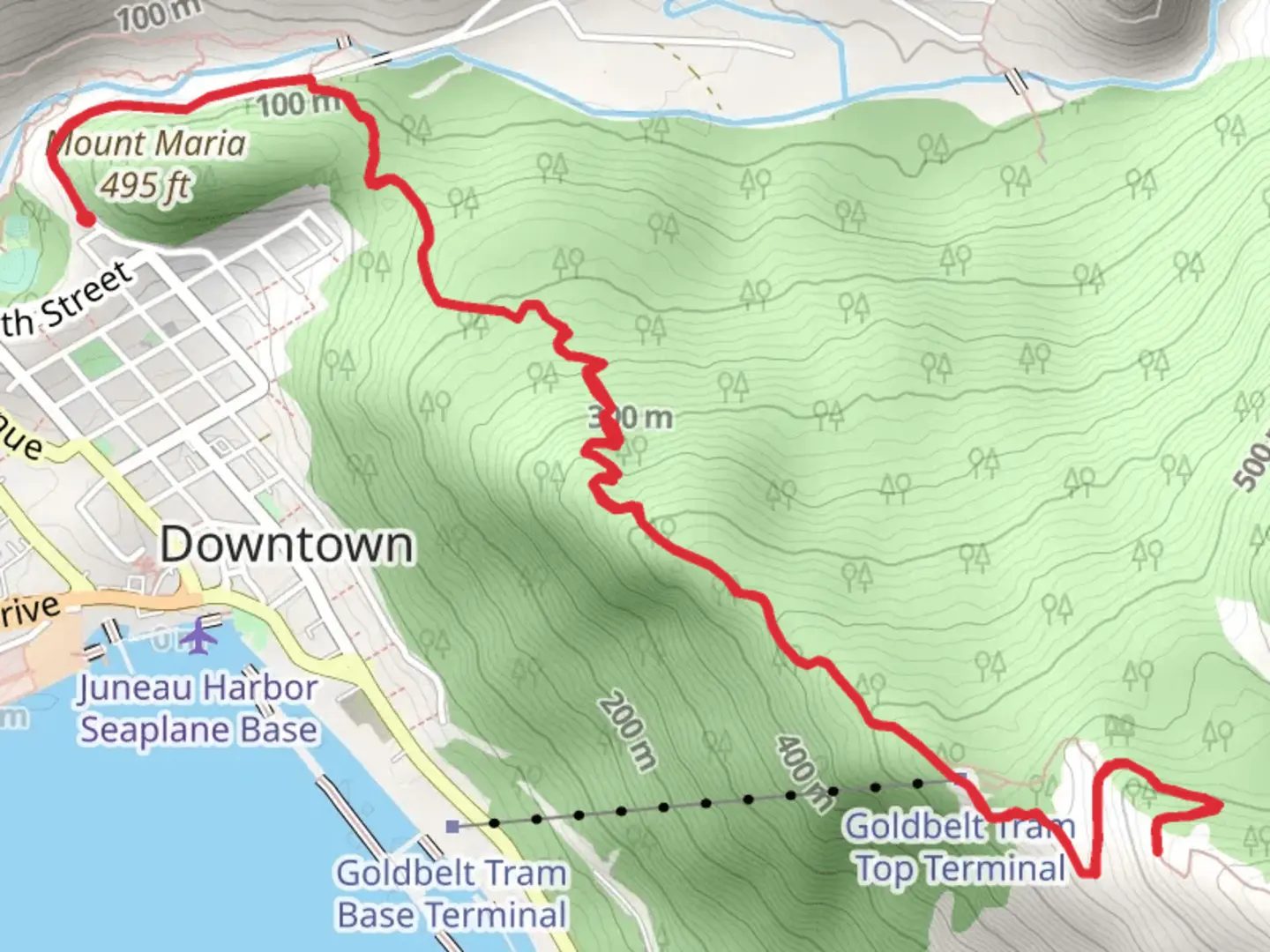 An image depicting the trail Gold Creek via Basin Road and its surrounding area.