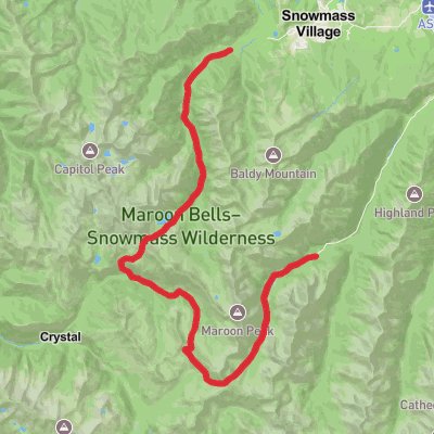 Snowmass Lake to Maroon Lake via Geneva Lake Trail mobile static map