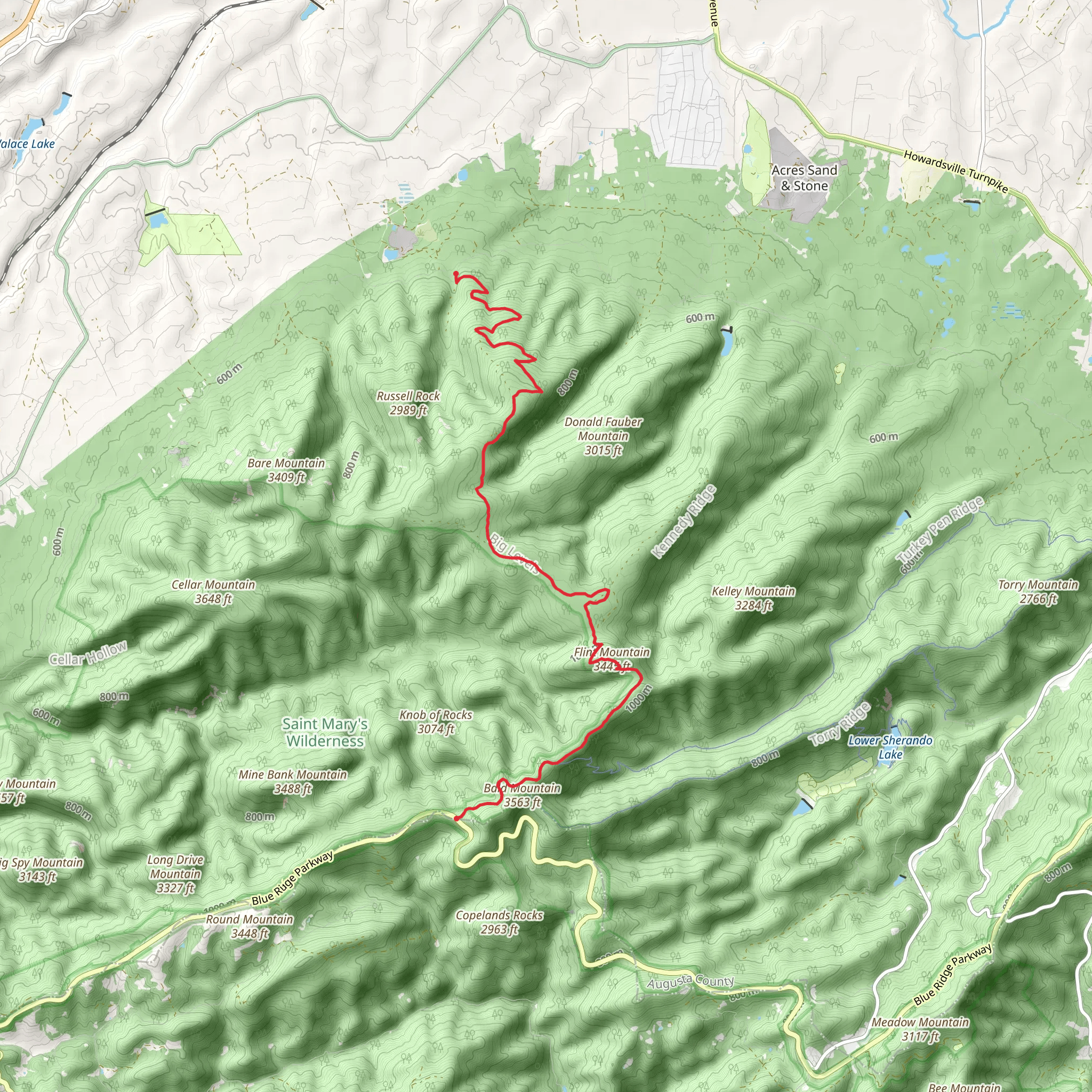 Flint Mountain and Bald Mountain mobile static map