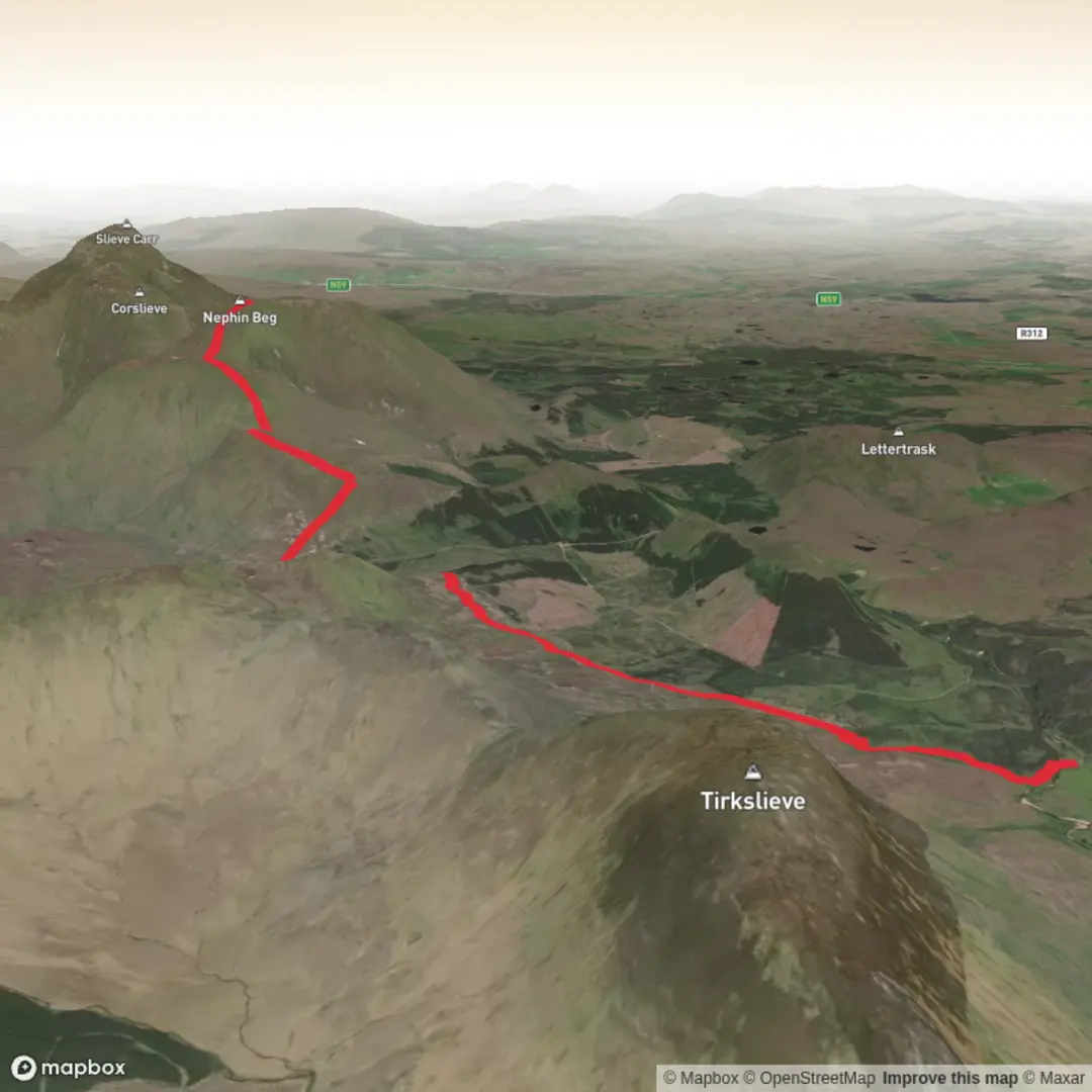 An image depicting the trail Ireland 7 summits - Nephin Beg Range - Standard and its surrounding area.