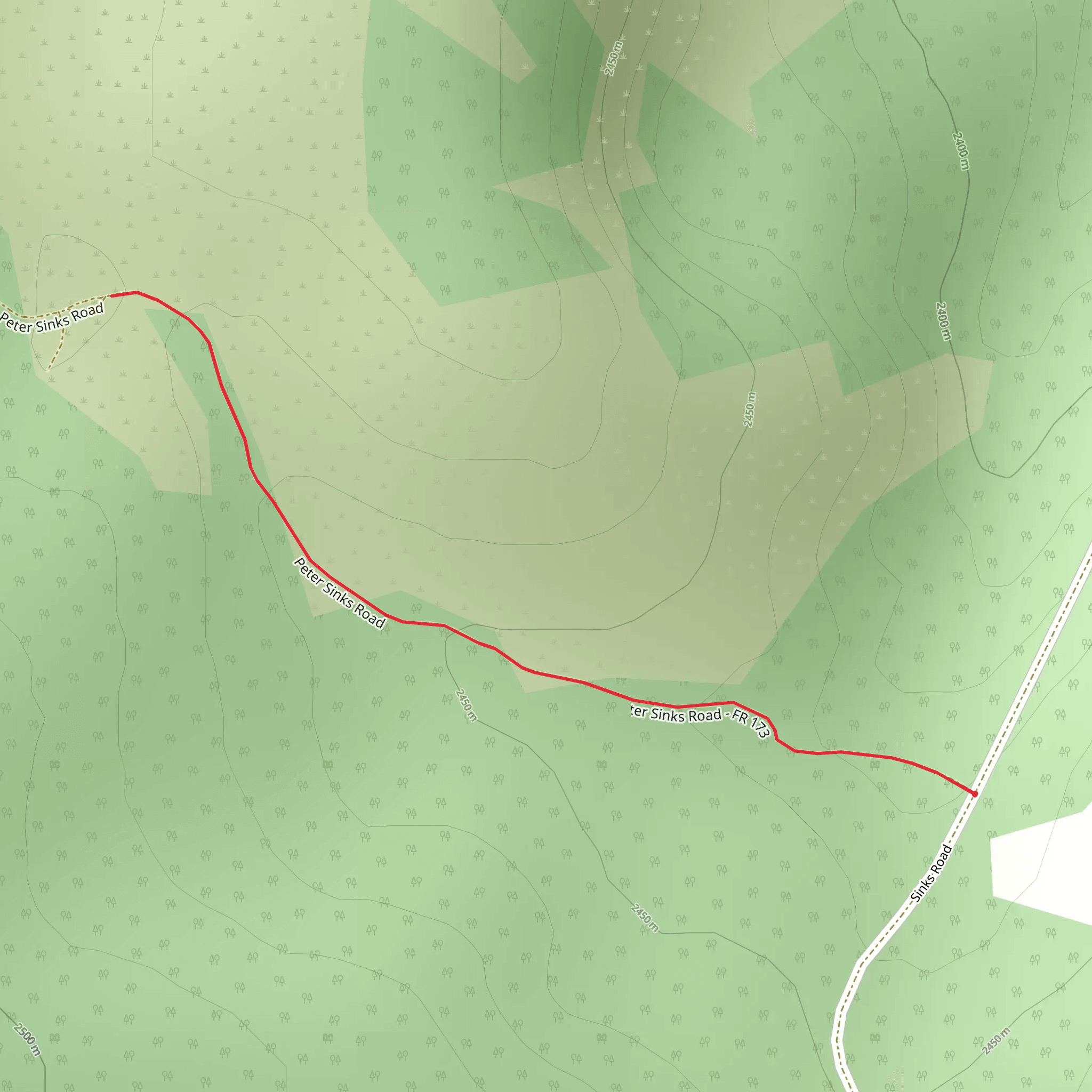 Peter Sinks Road Walk mobile static map