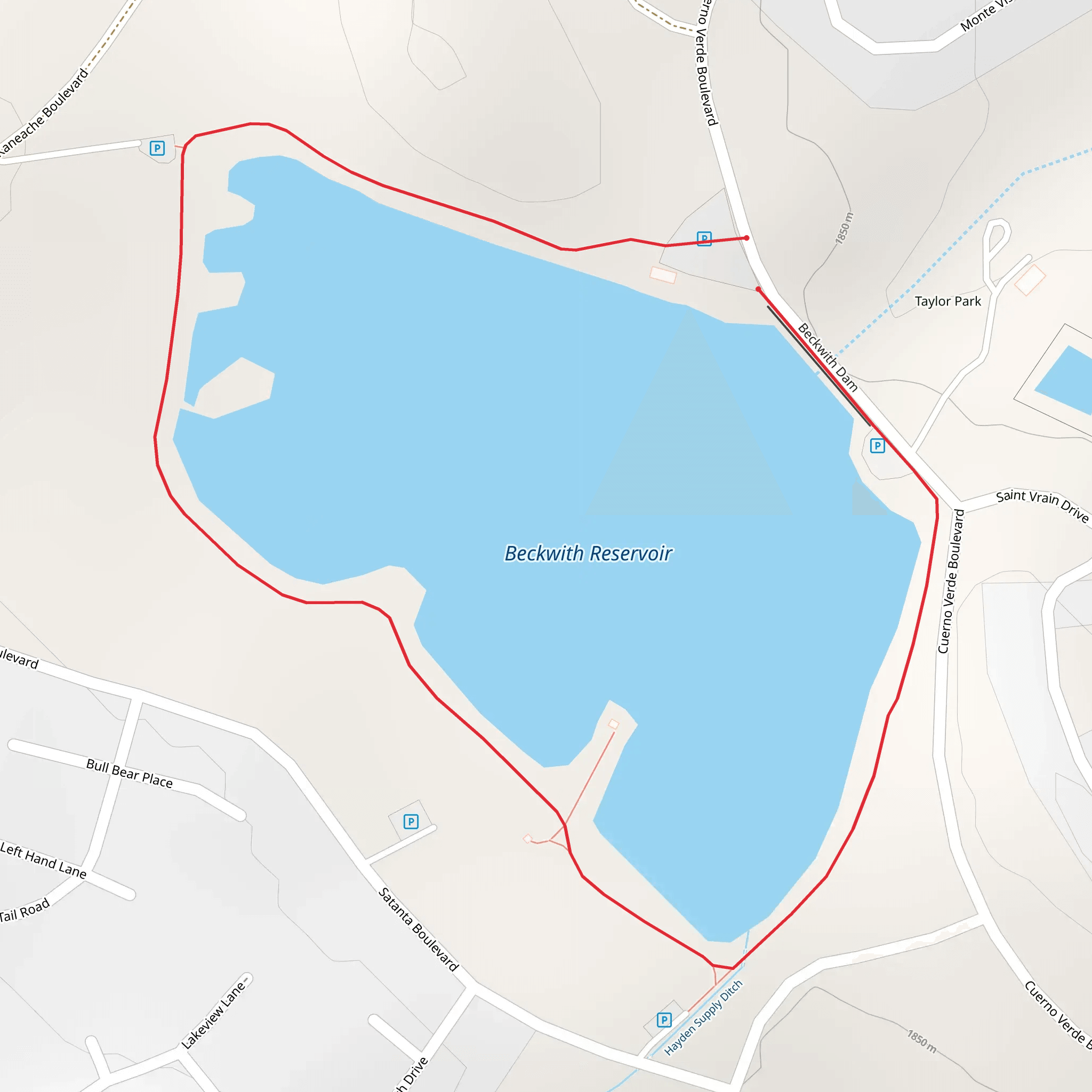 Beckwith Reservoir Loop mobile static map