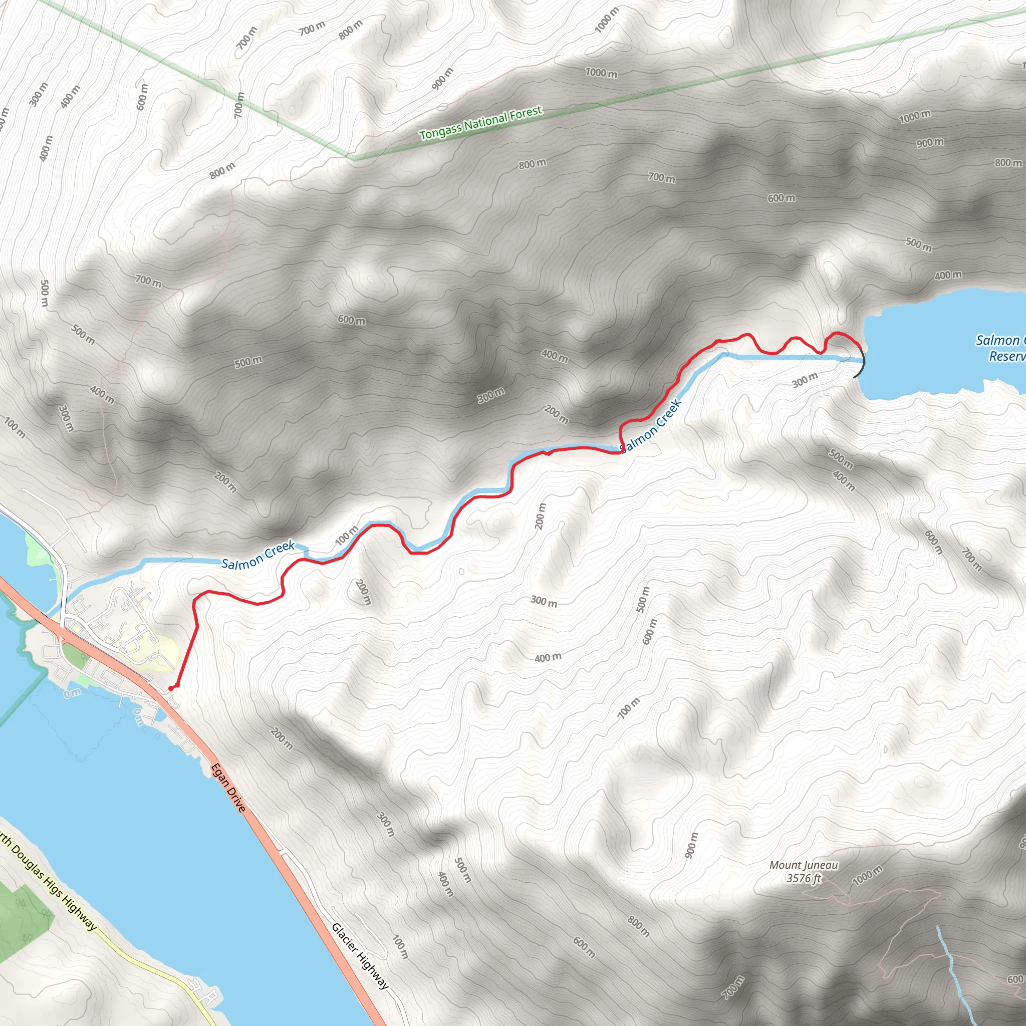 Salmon Creek Reservoir via Salmon Creek Trail mobile static map