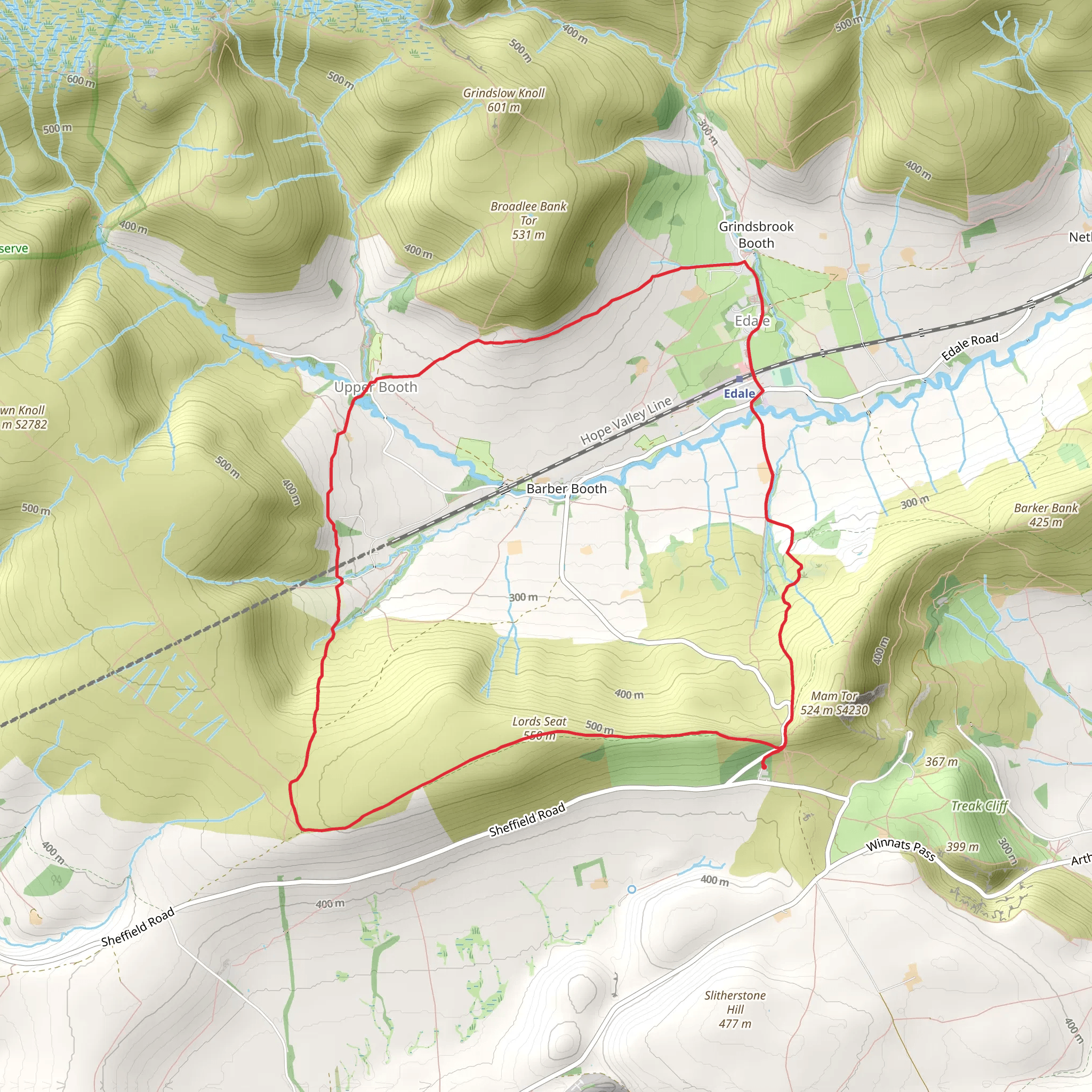 Rushup Edge and Edale from Mam Nick mobile static map