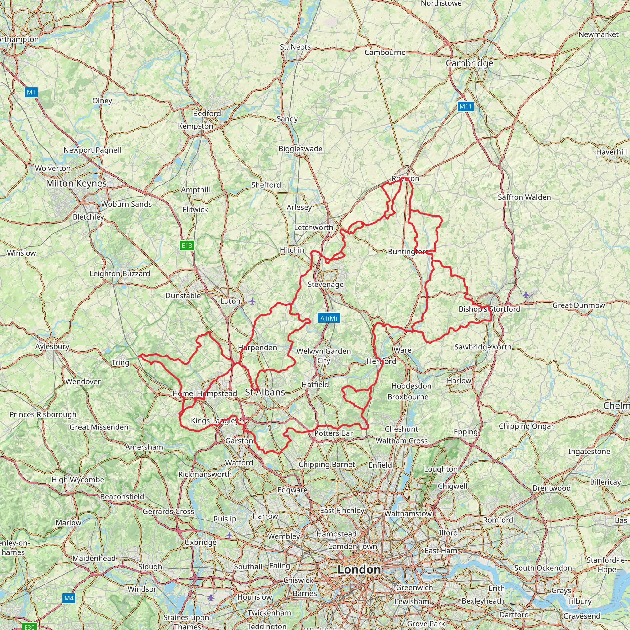 Hertfordshire Way mobile static map