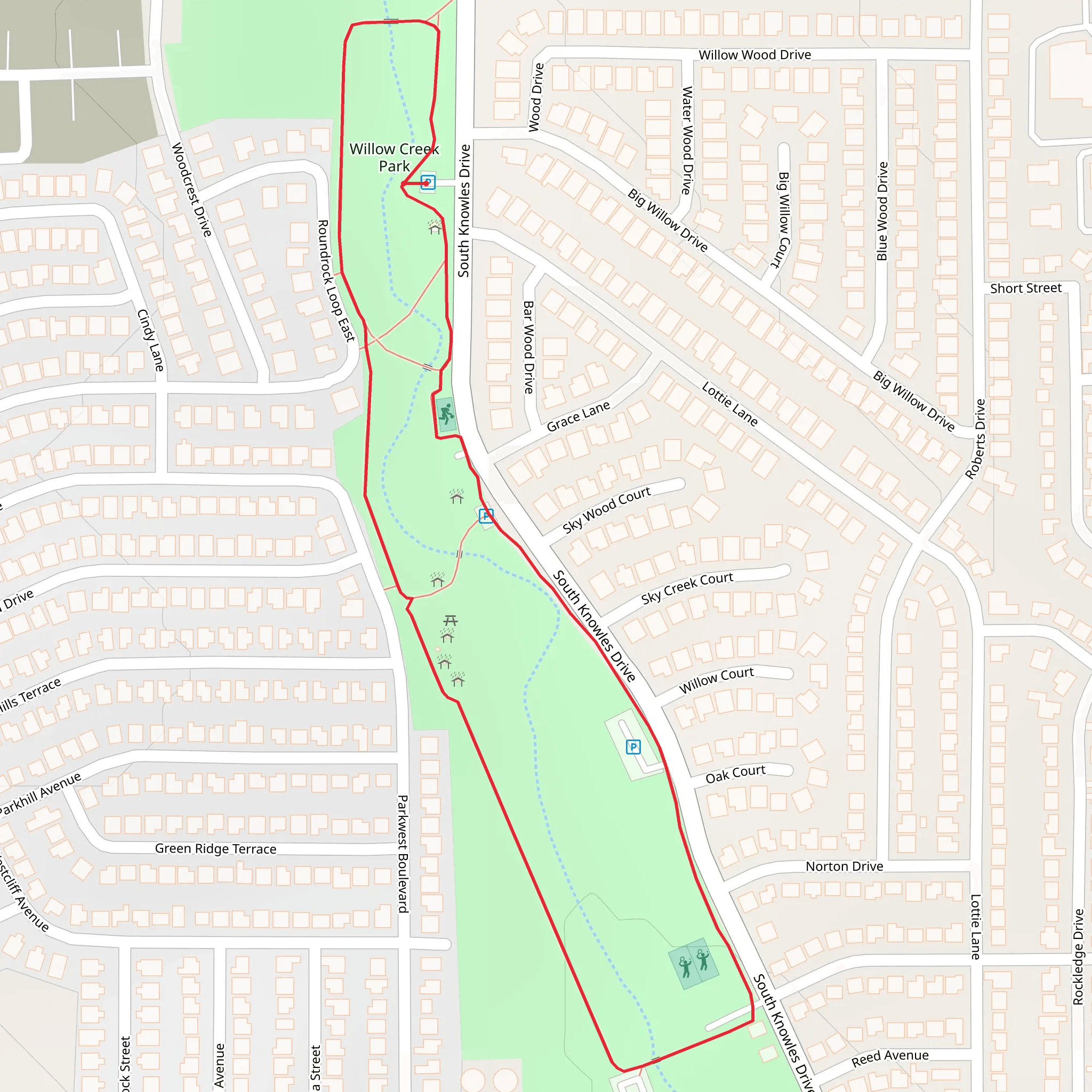 Willow Creek Park Loop mobile static map