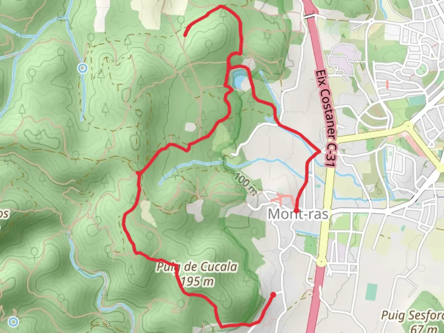 An image depicting the trail Trail of the Mont-ras Mines SL C 24 and its surrounding area.
